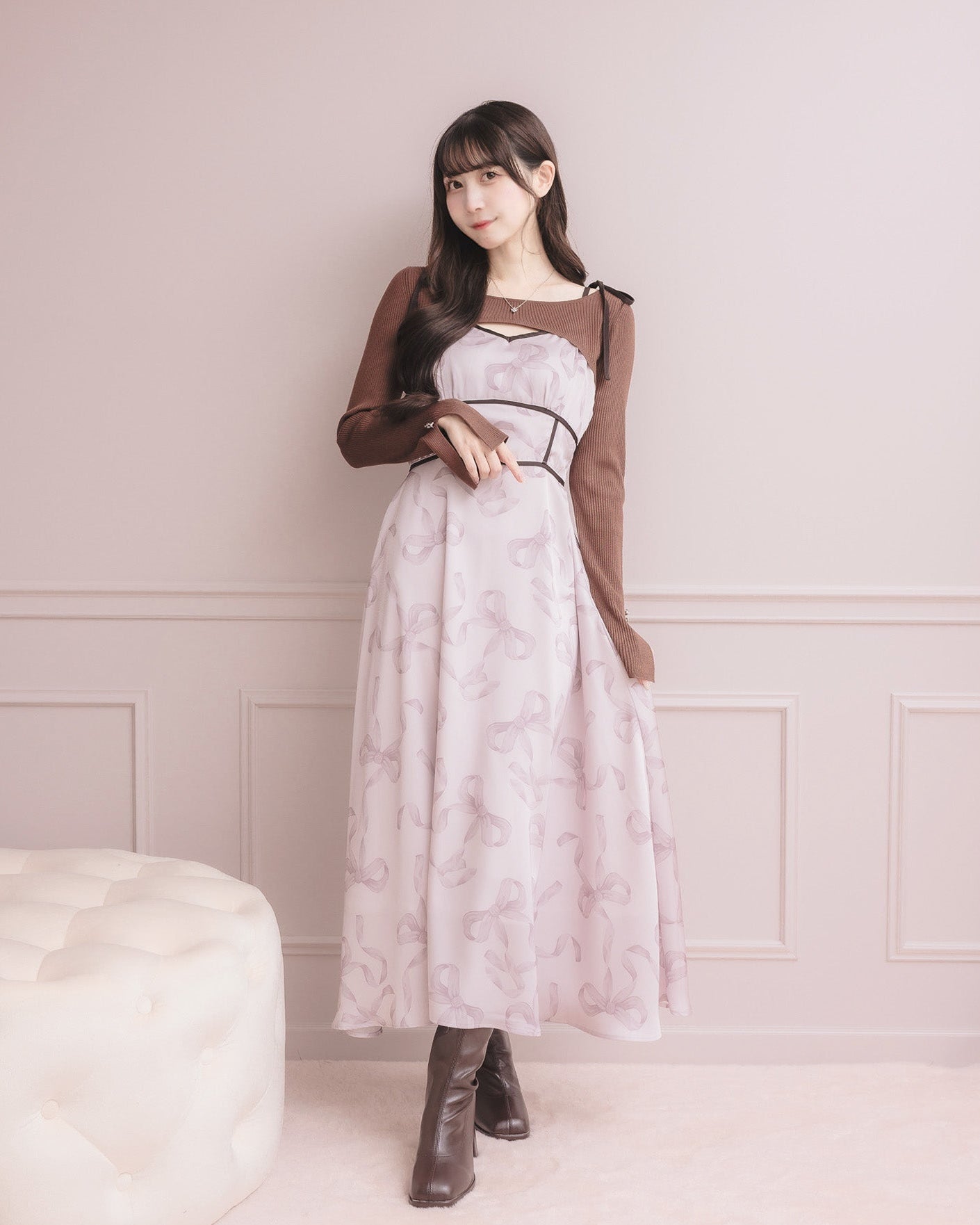 モデル身長:159cm / 着用カラー:ブラウン