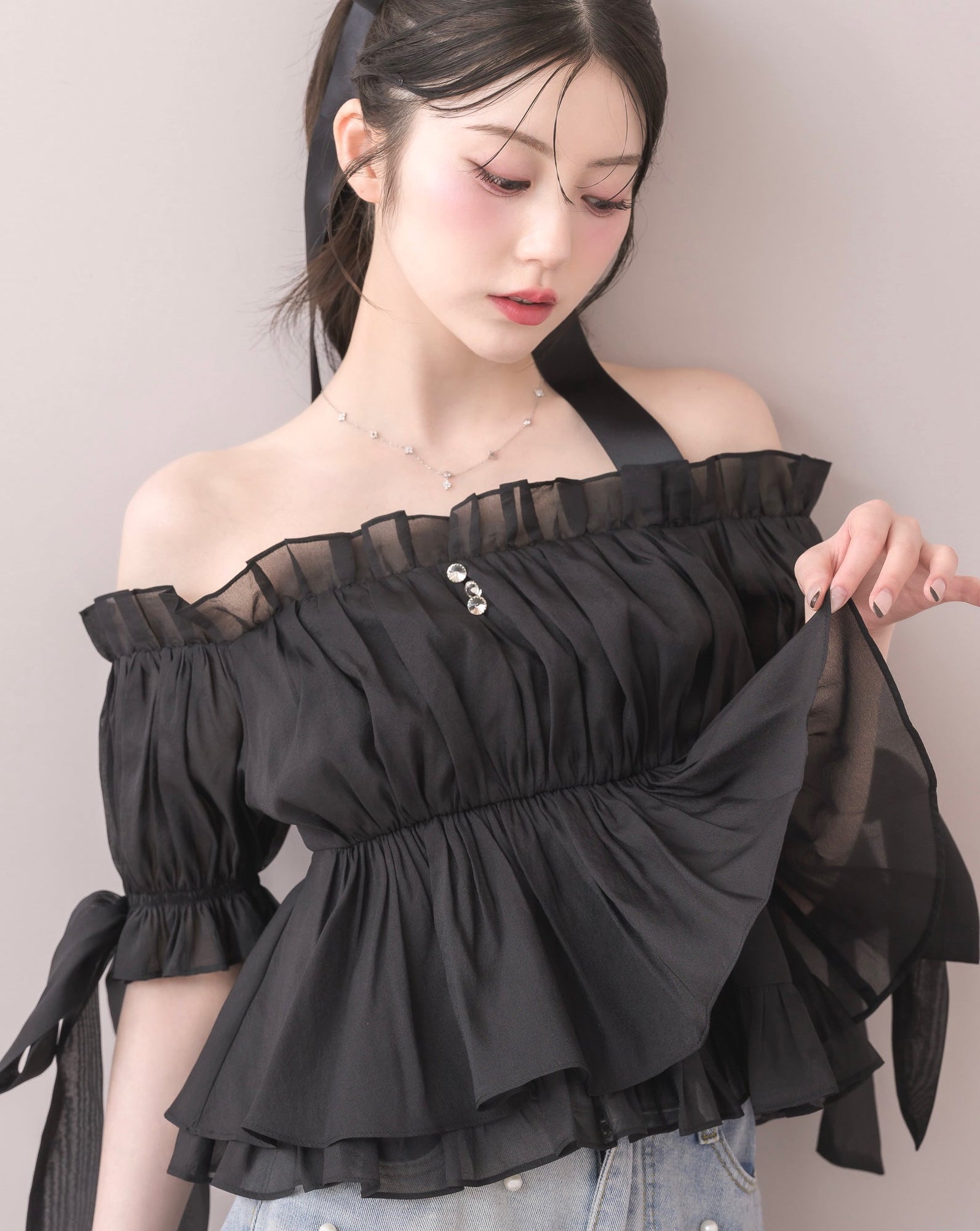 モデル身長:157cm / 着用カラー:ブラック
