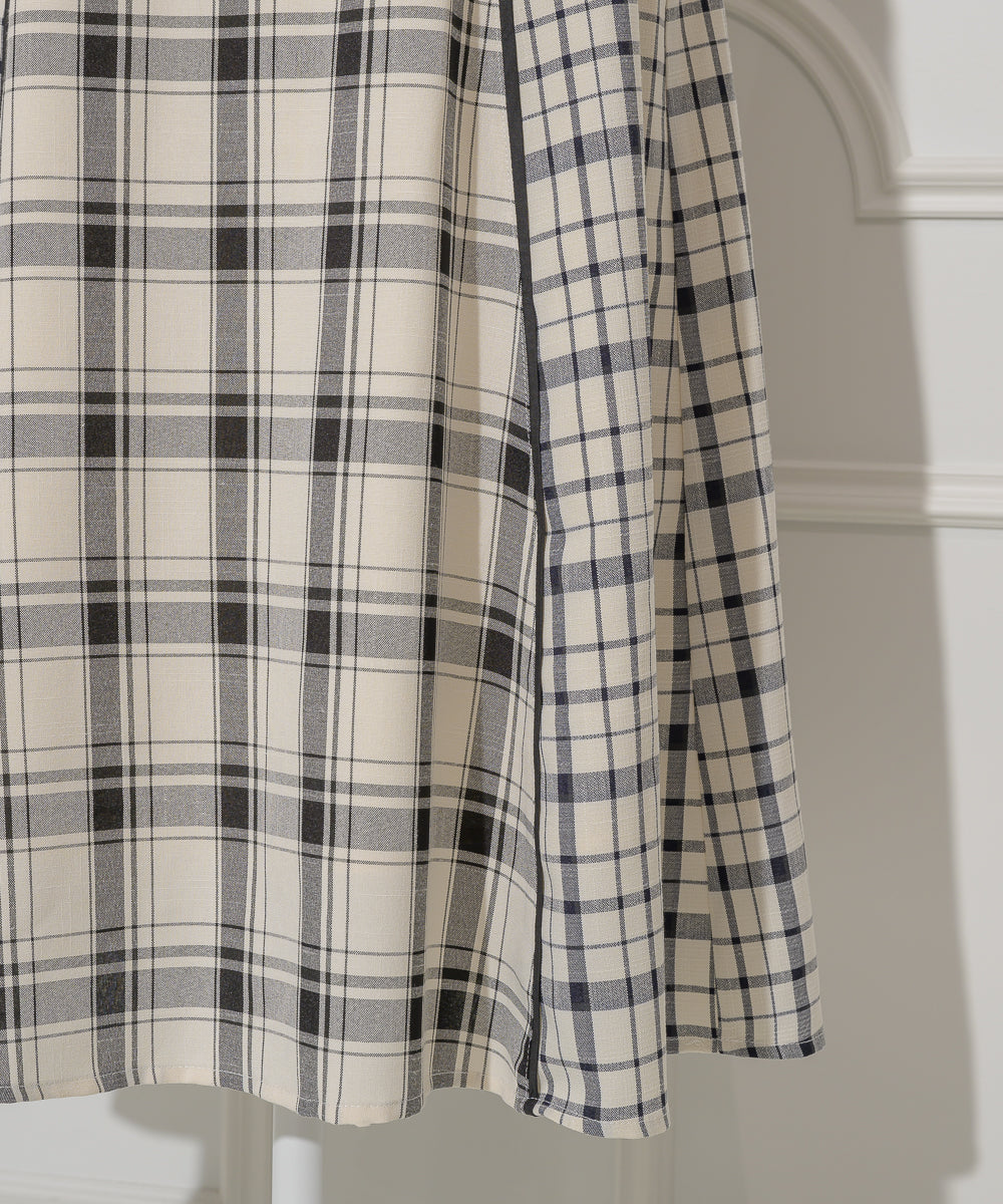 Off-shoulder Checkered Dress