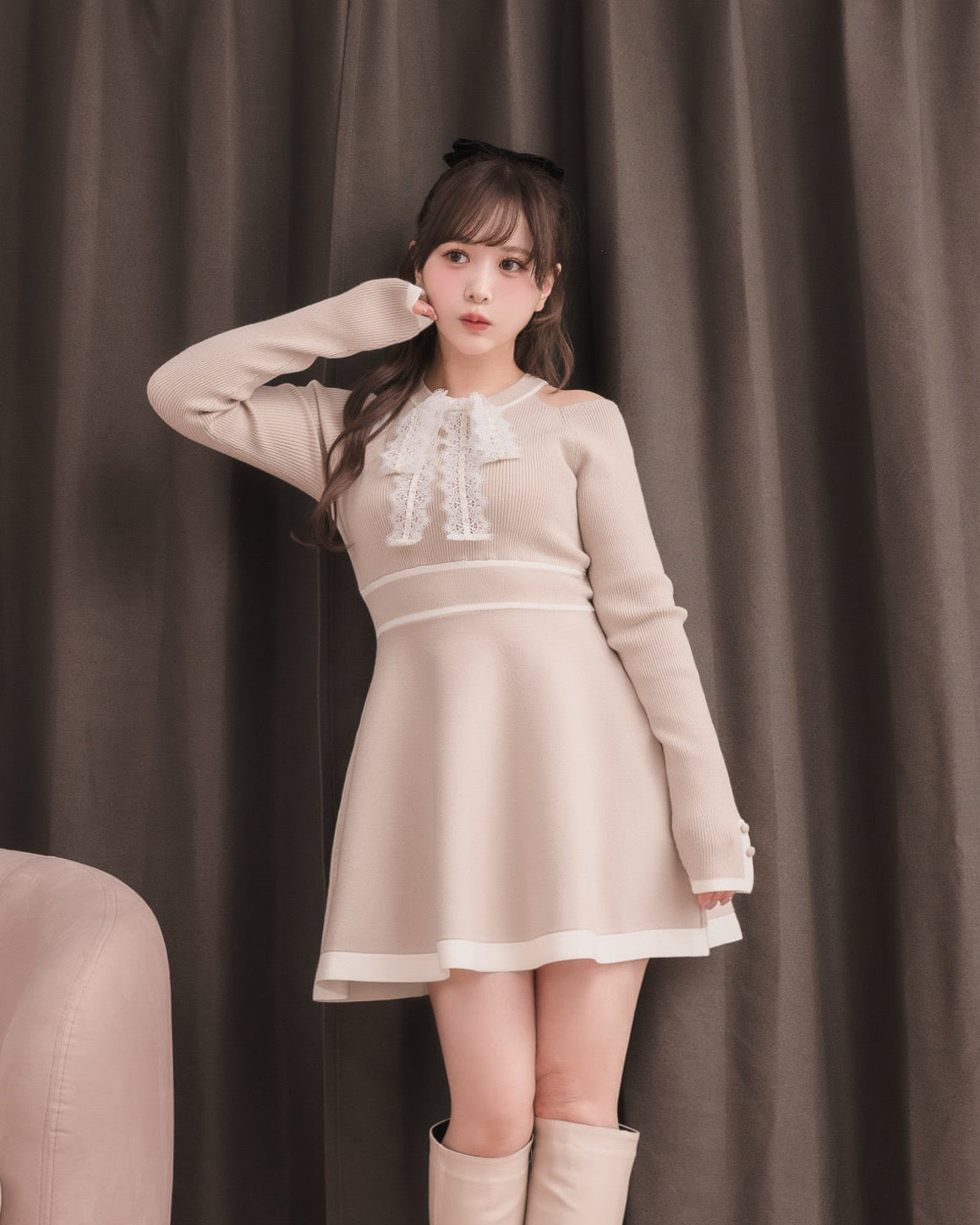 モデル身長:151cm / 着用カラー:ベージュ