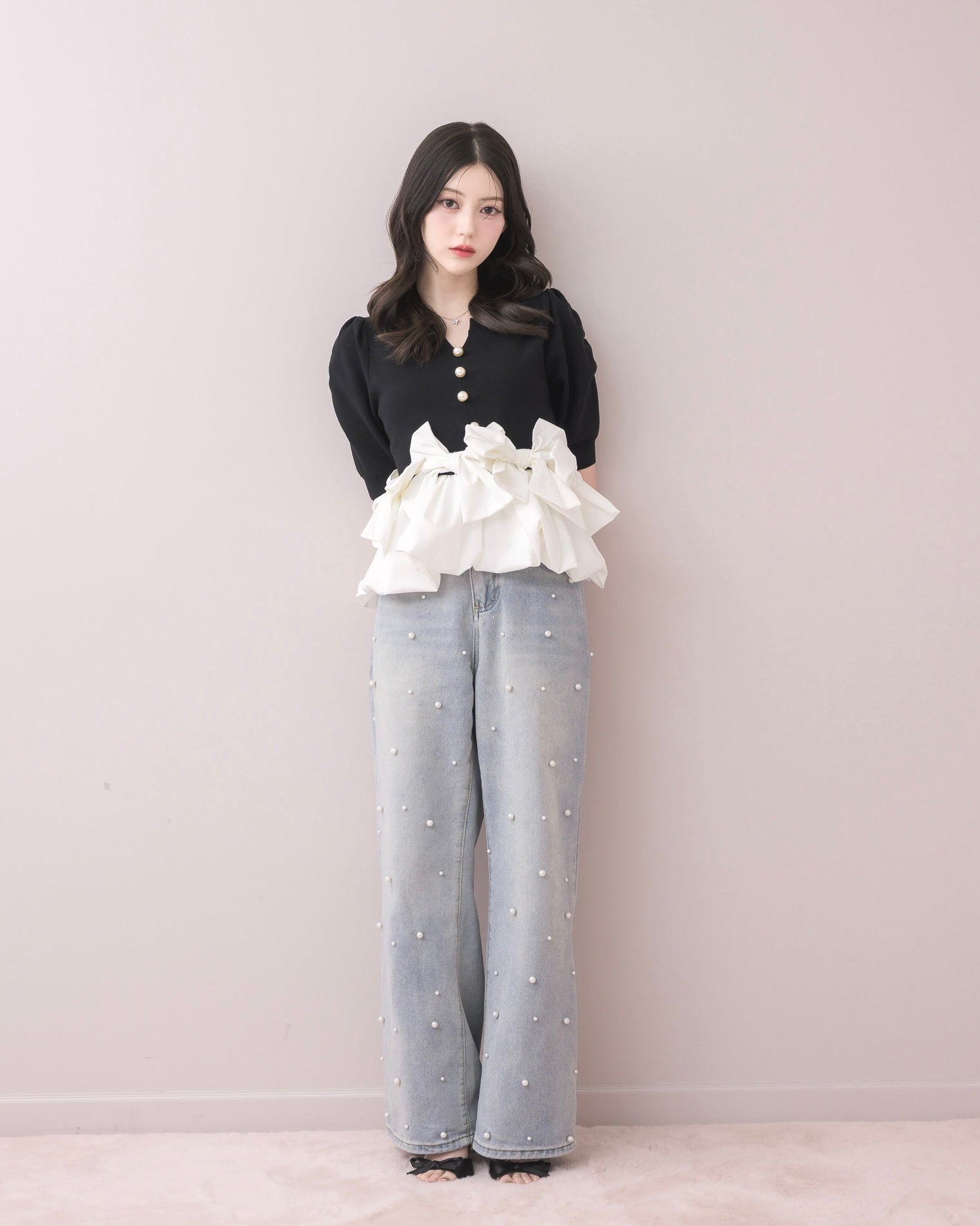 モデル身長:157cm / 着用カラー:ブラック