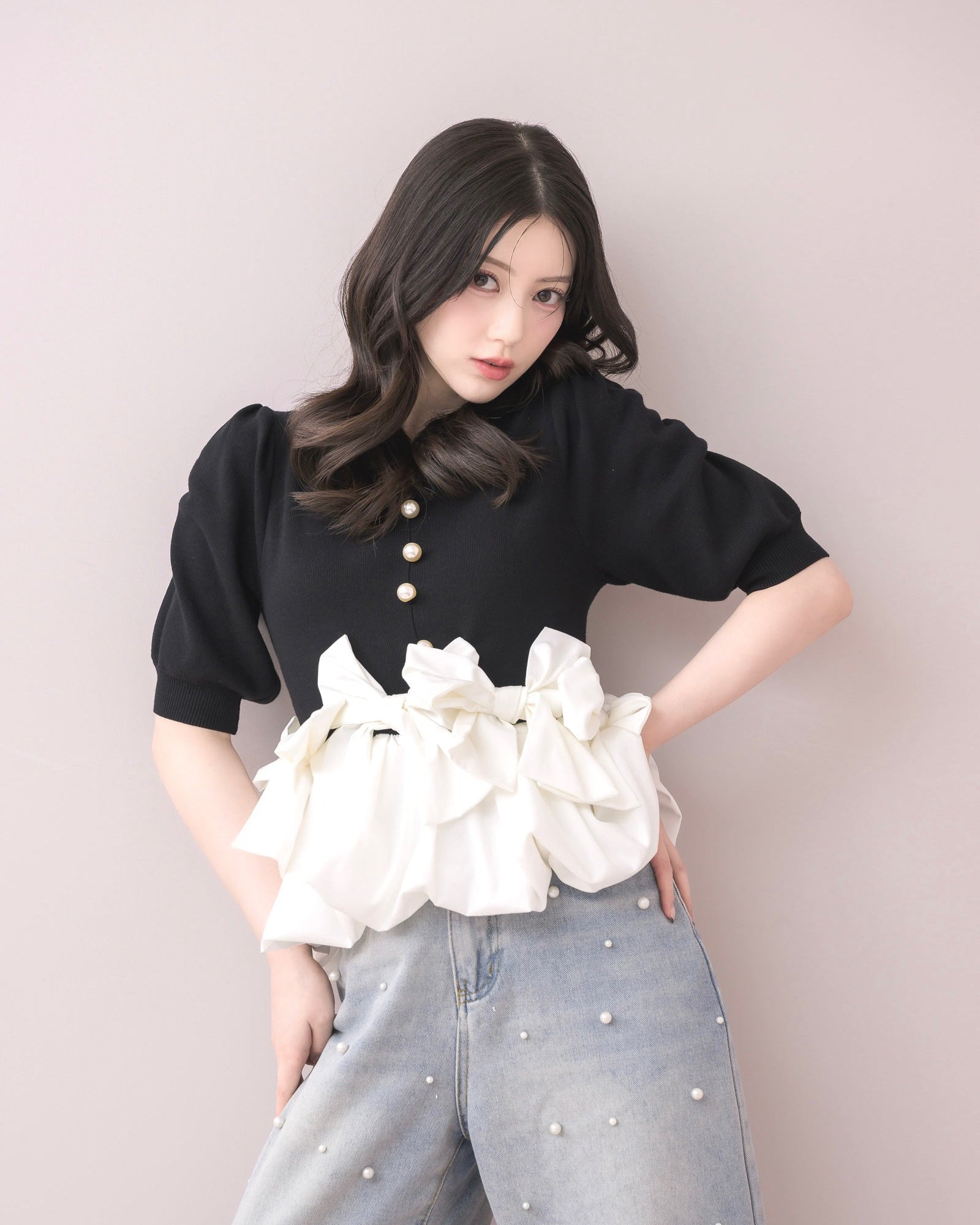 モデル身長:157cm / 着用カラー:ブラック