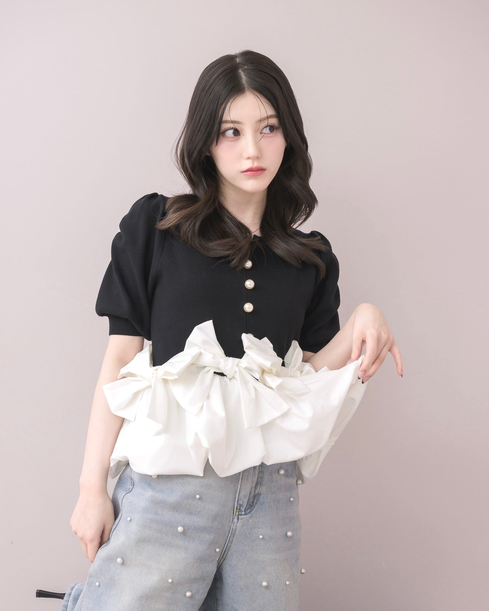 モデル身長:157cm / 着用カラー:ブラック