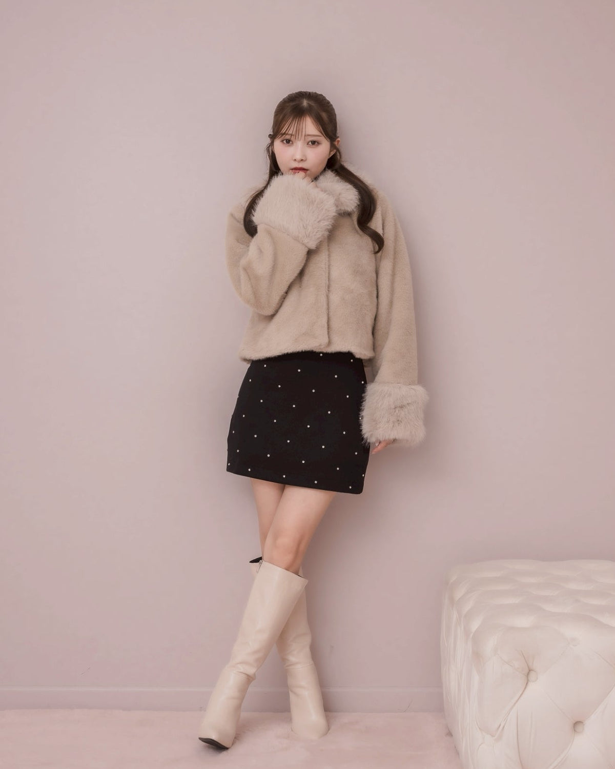 モデル身長:160cm / 着用カラー:ベージュ
