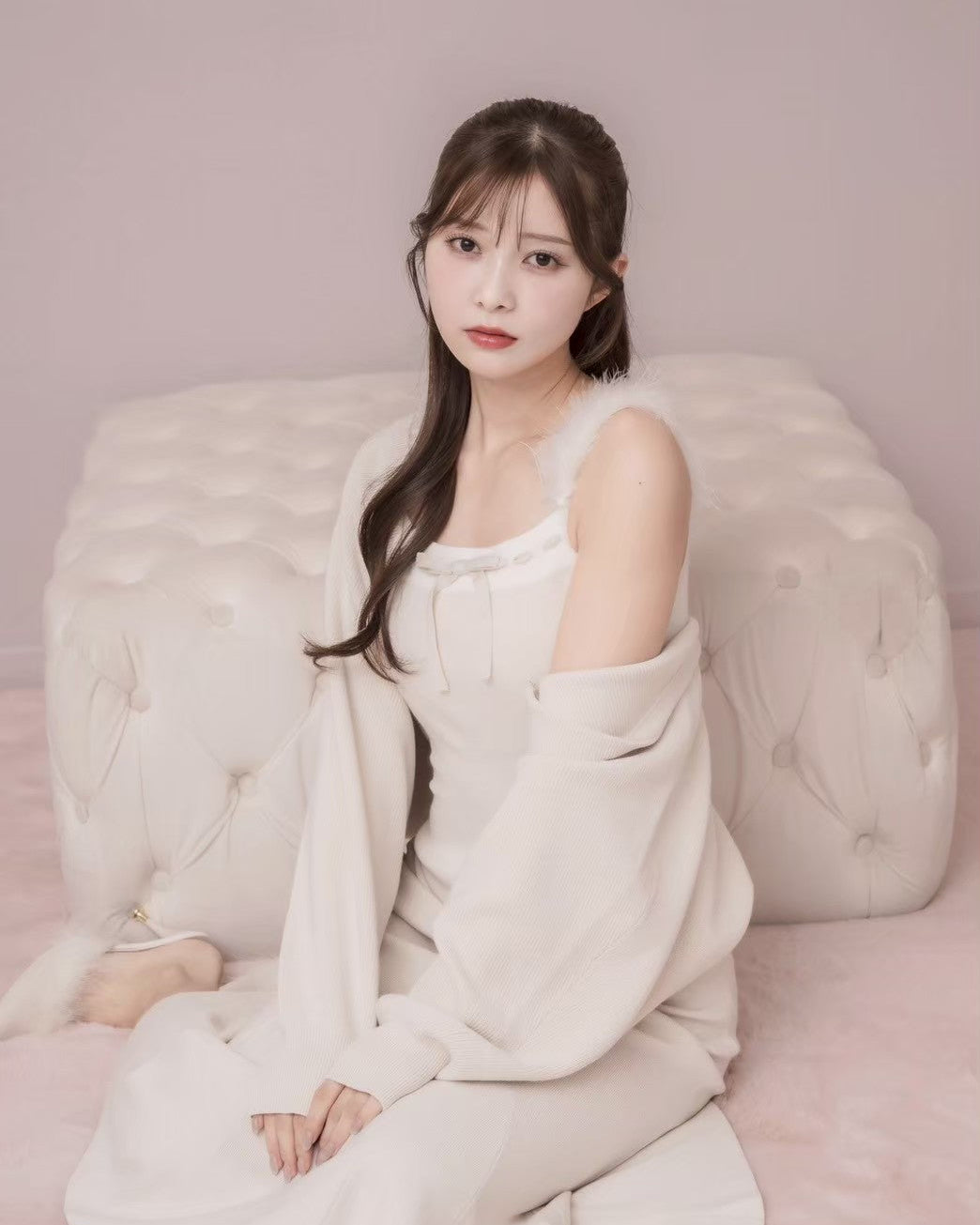 モデル身長:160cm / 着用カラー:ライトベージュ