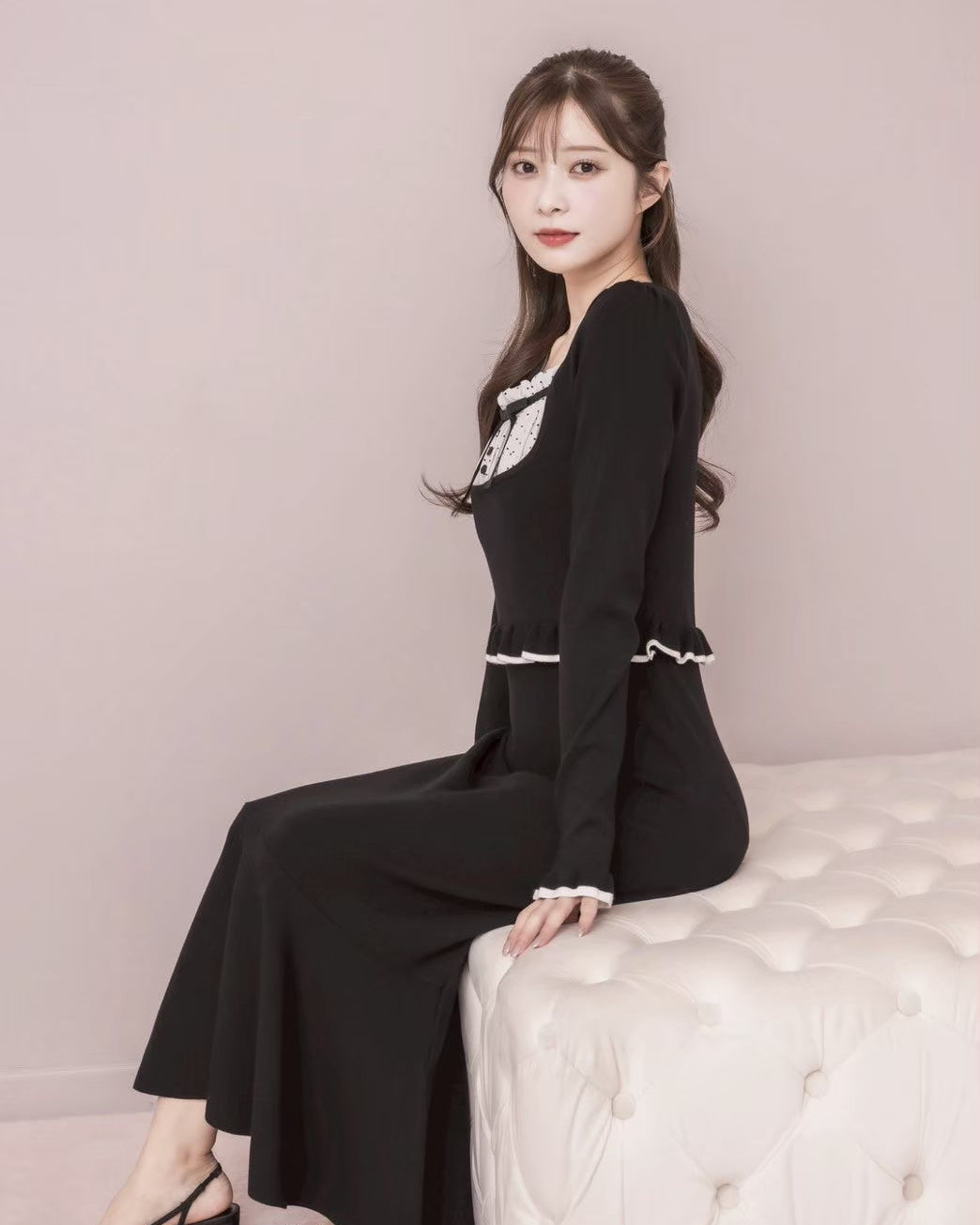 モデル身長:160cm / 着用カラー:ブラックミックミックス