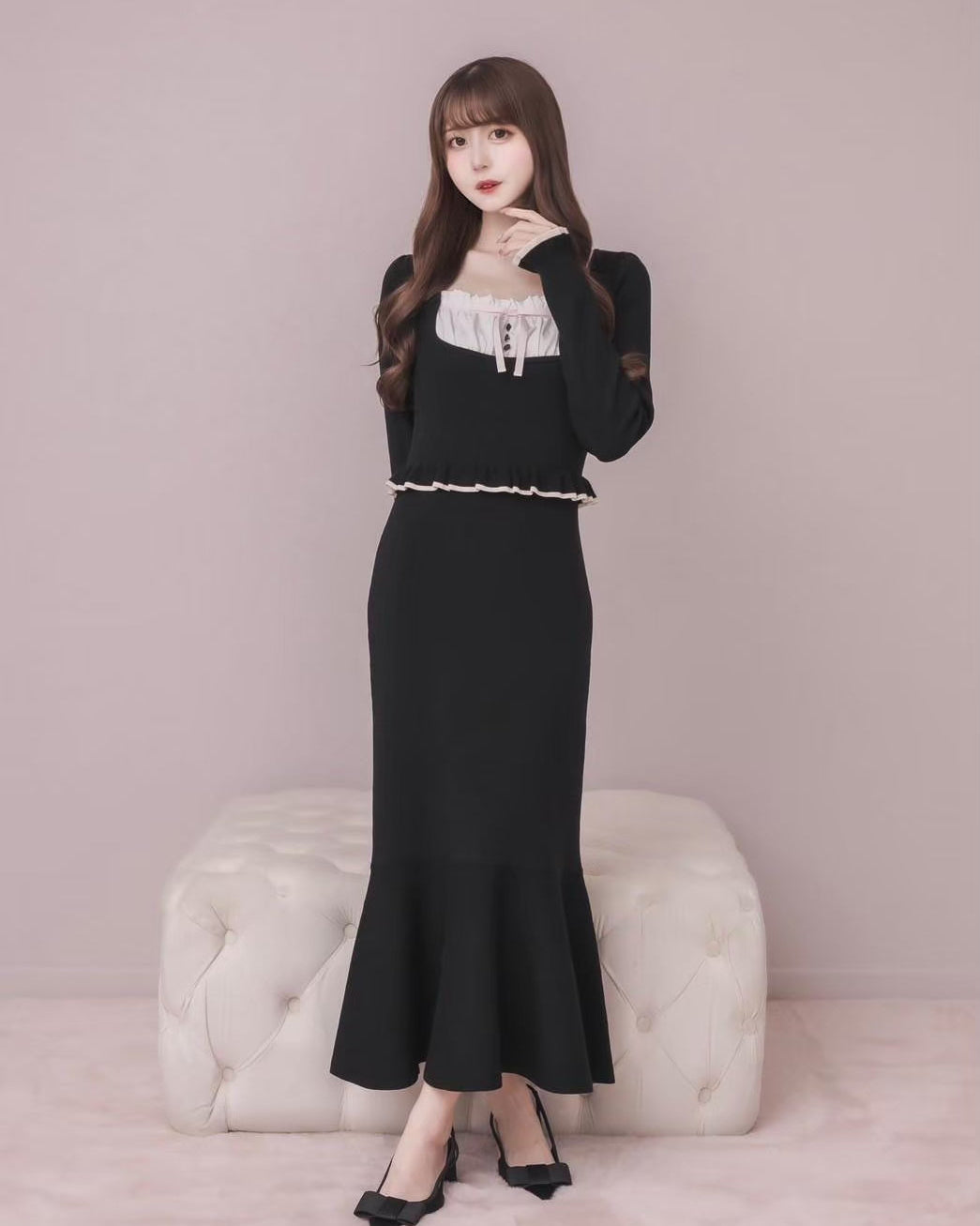 モデル身長:159cm / 着用カラー:ブラック×ピンク