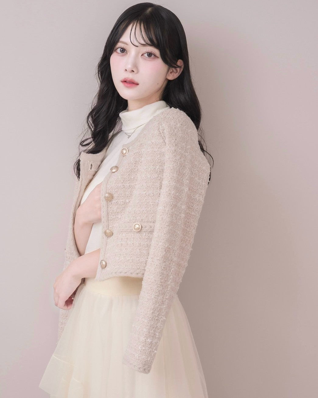 モデル身長:164cm / 着用カラー:アイボリー