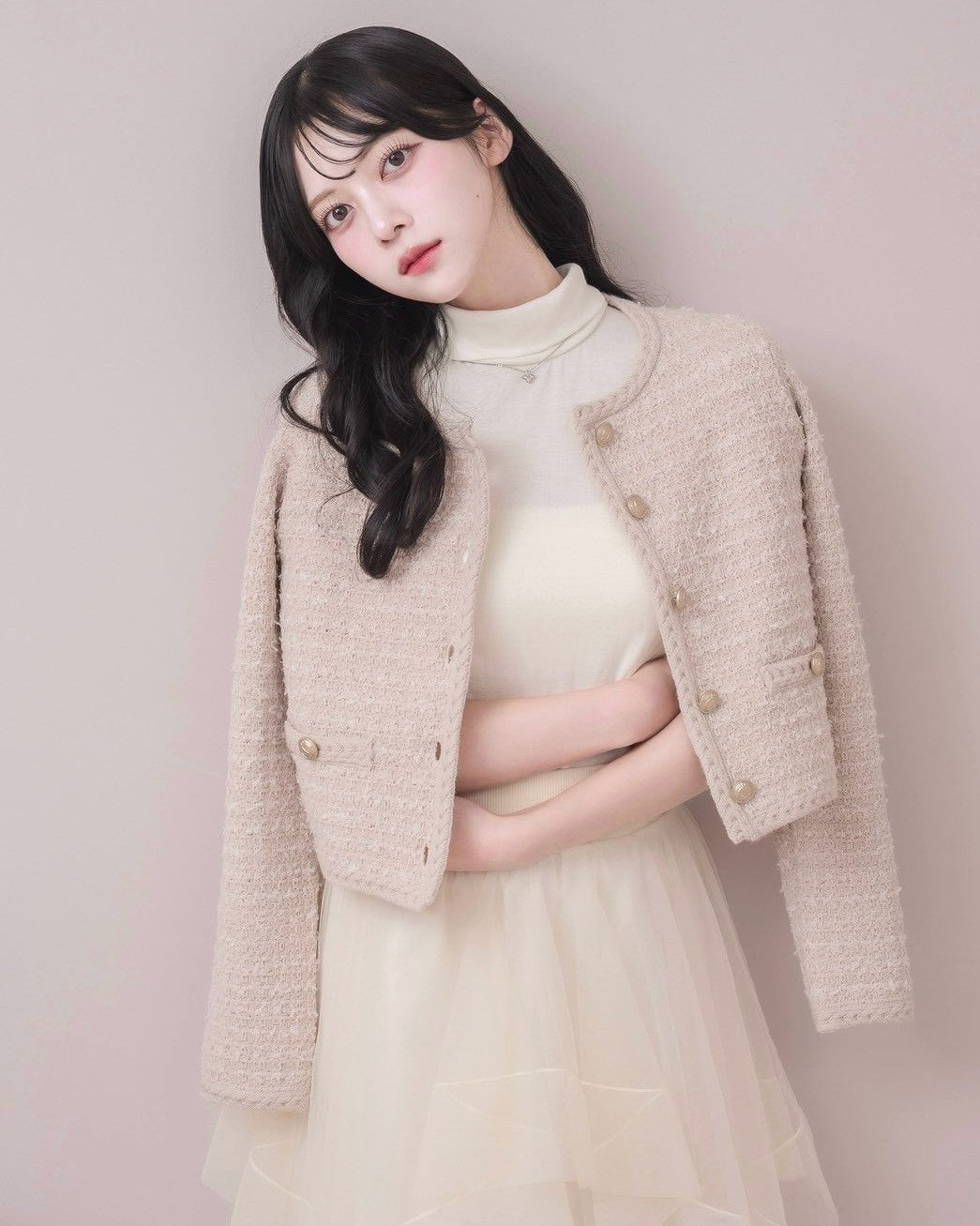 モデル身長:164cm / 着用カラー:アイボリー