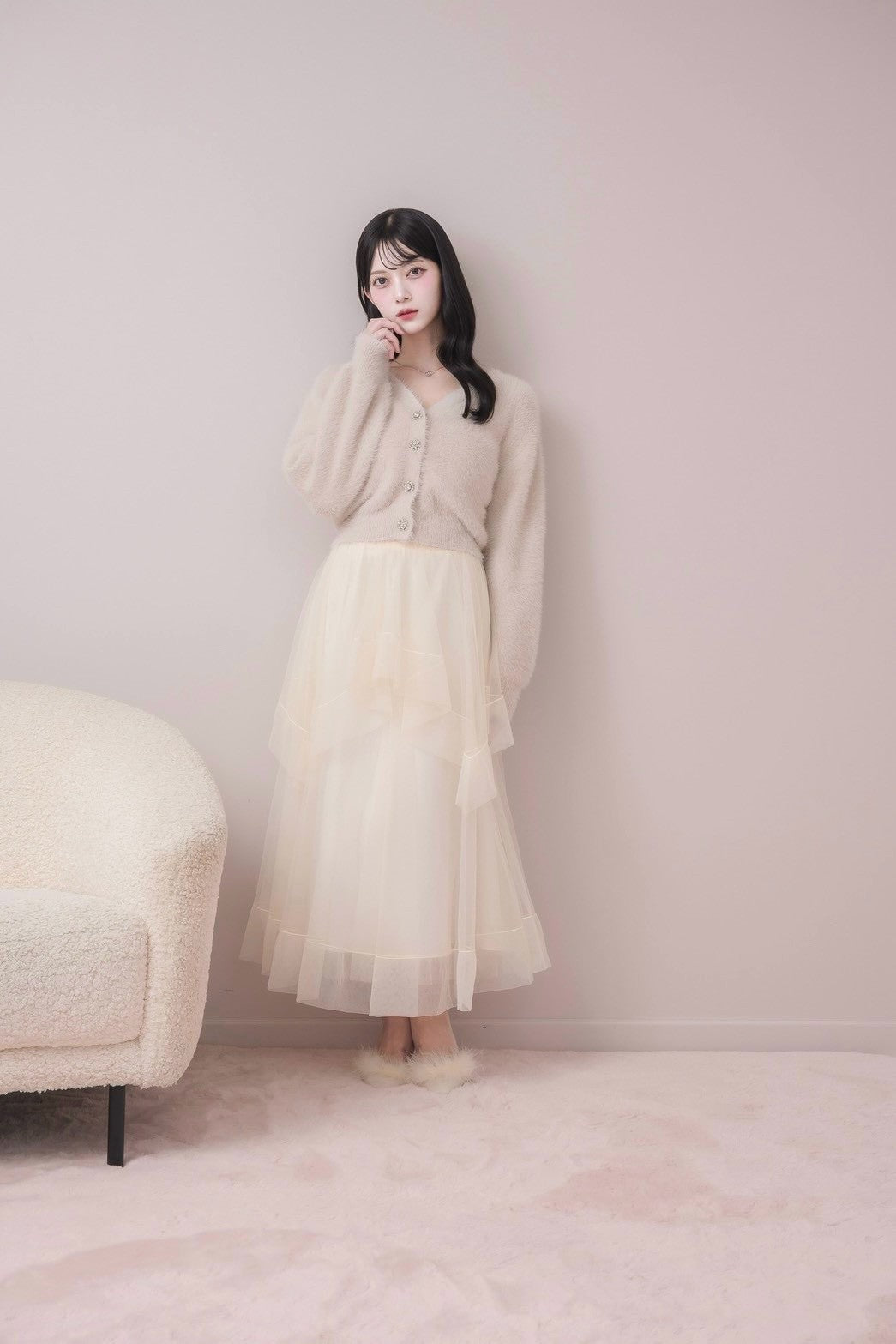 モデル身長:164cm / 着用カラー:アイボリー
