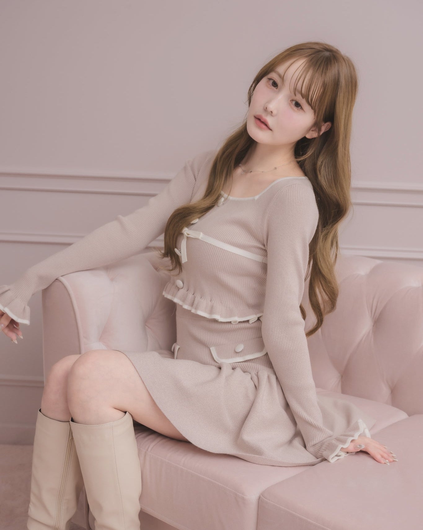 モデル身長:166cm / 着用カラー:ピンク