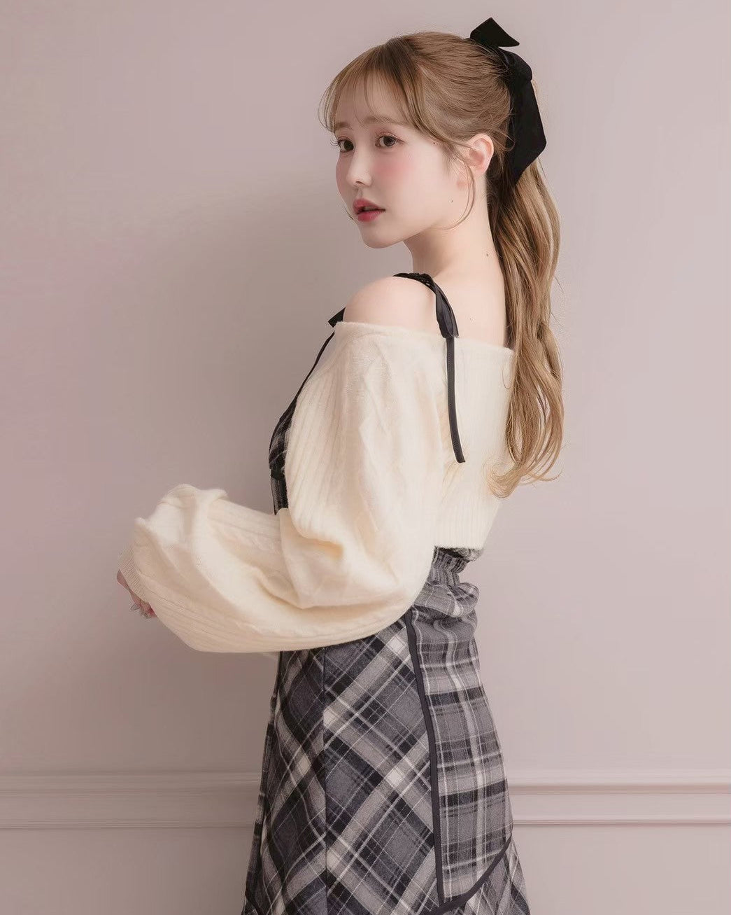 モデル身長:166cm / 着用カラー:グレーチェック