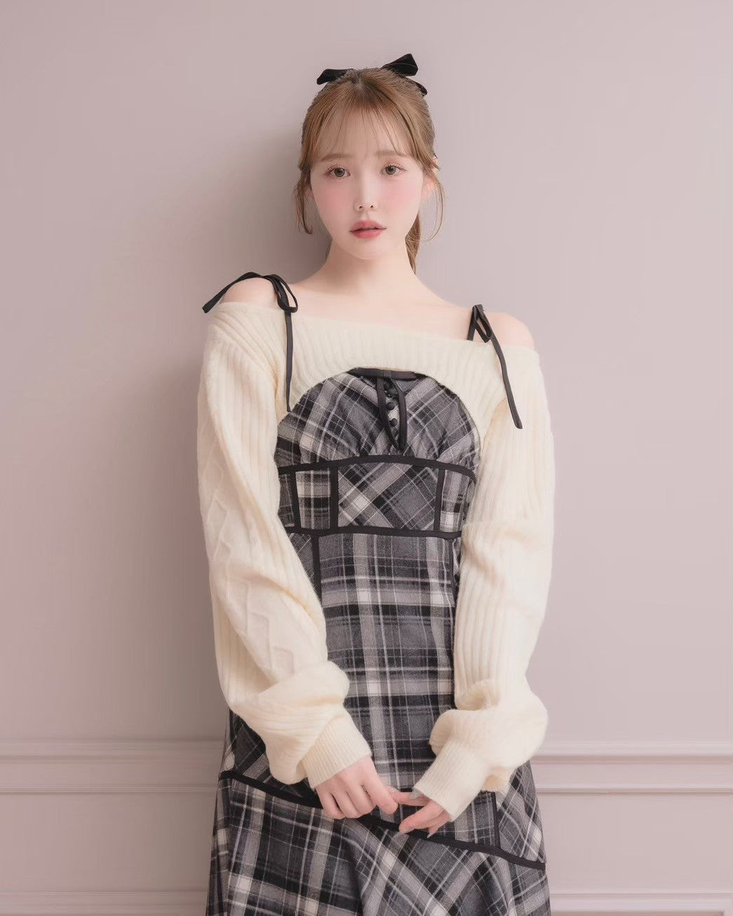 モデル身長:166cm / 着用カラー:グレーチェック