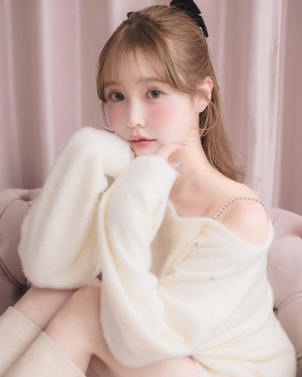 モデル身長:166cm / 着用カラー:アイボリー