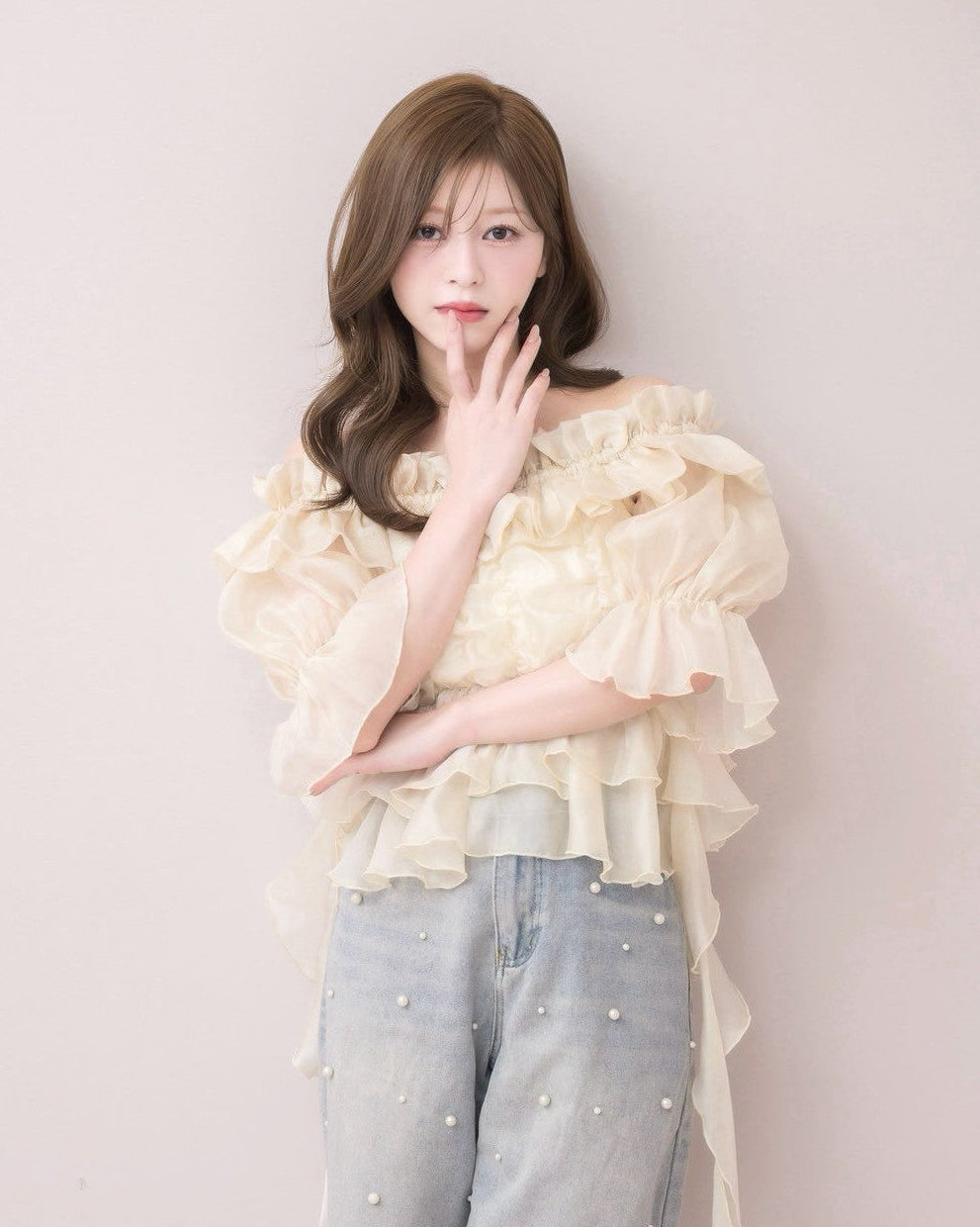 モデル身長:155cm / 着用カラー:アイボリー