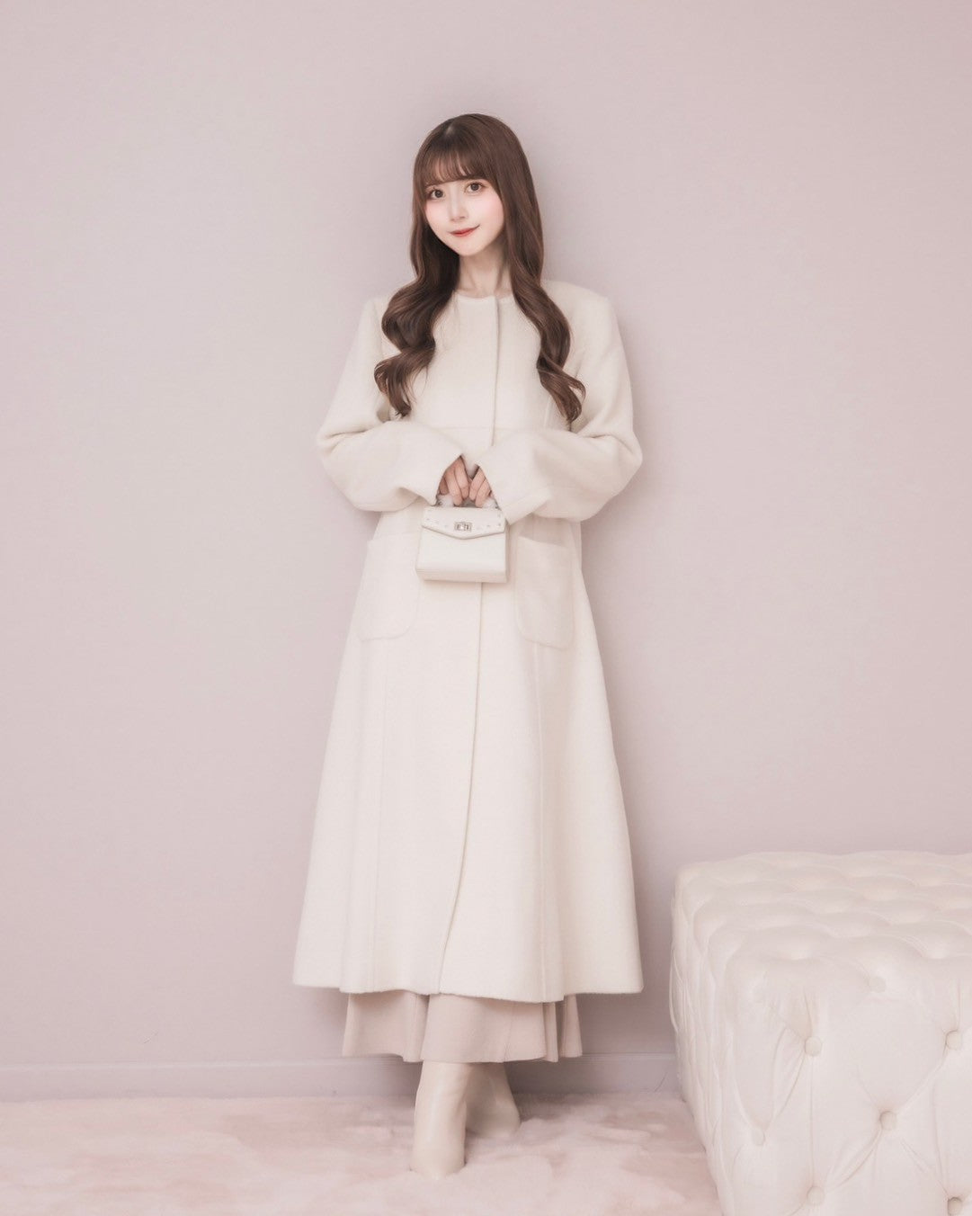 モデル身長:159cm / 着用カラー:アイボリー