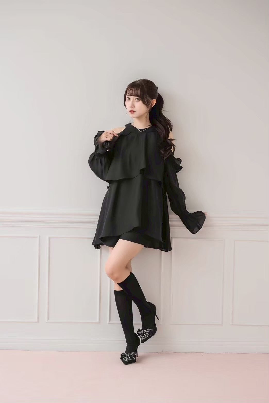 モデル身長:159cm/着用カラー:ブラック