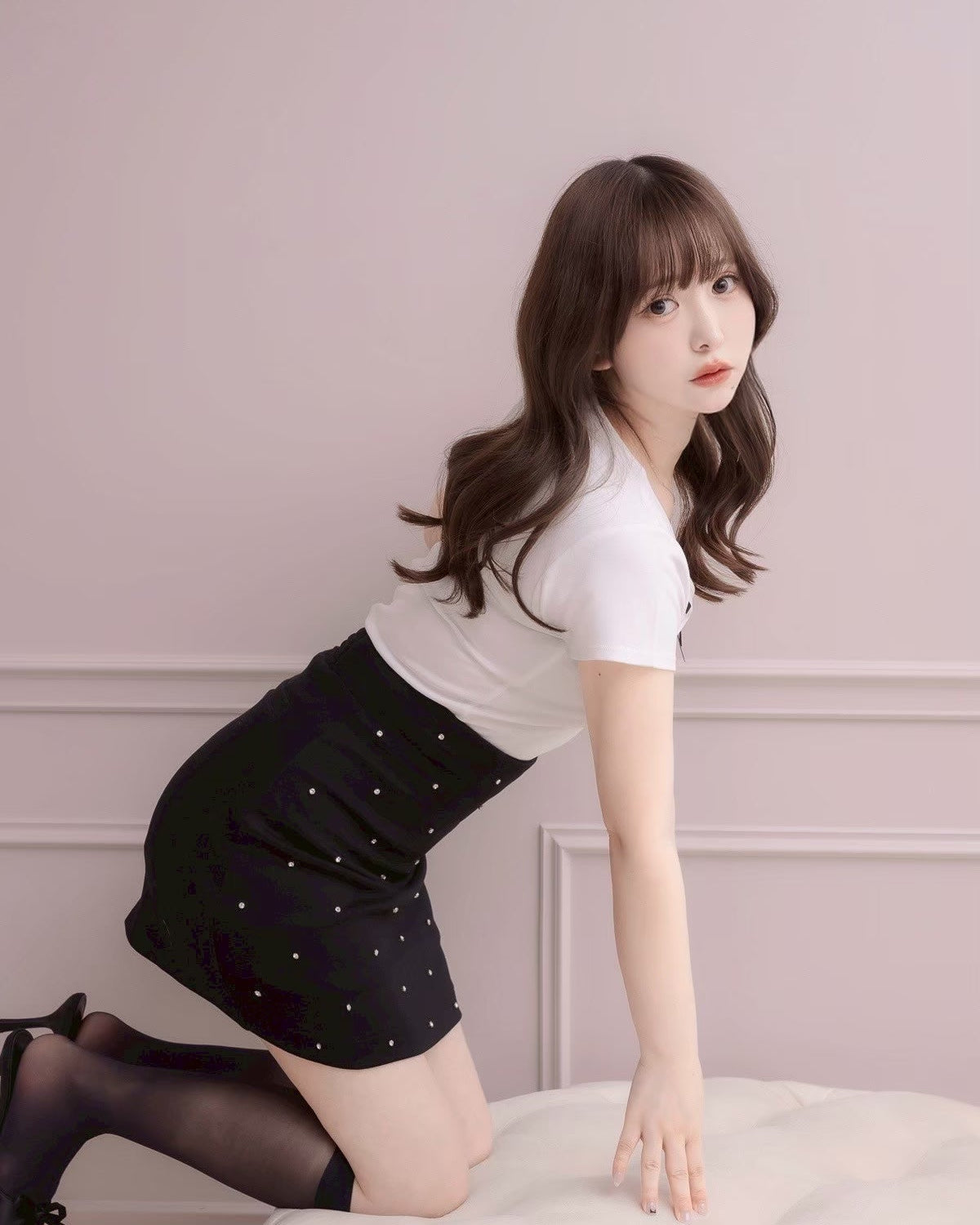 モデル身長:153cm / 着用カラー:ブラック
