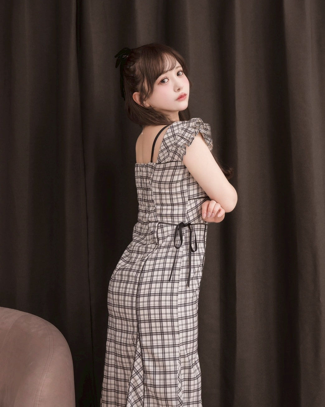モデル身長:151cm / 着用カラー:ホワイトチェック