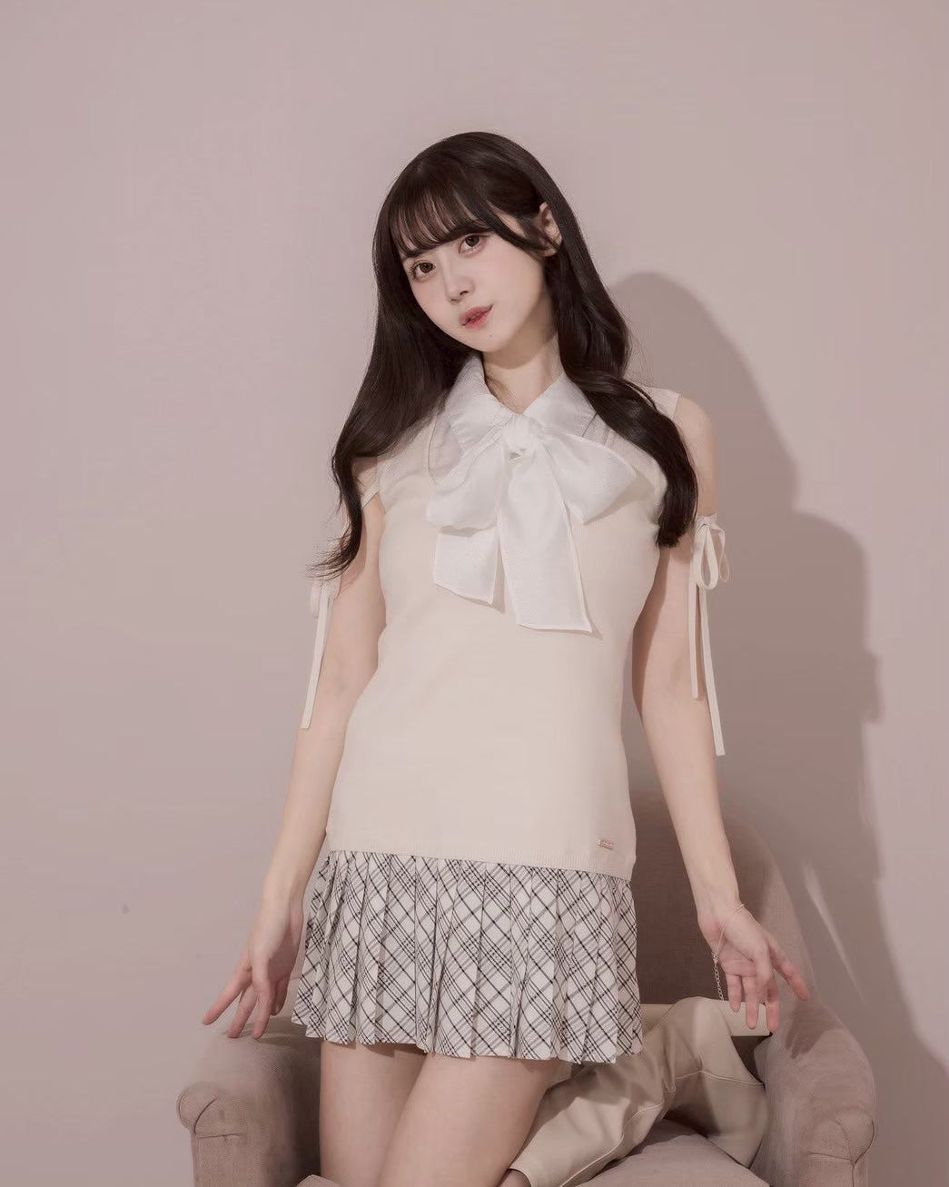 モデル身長:159cm / 着用カラー:アイボリー