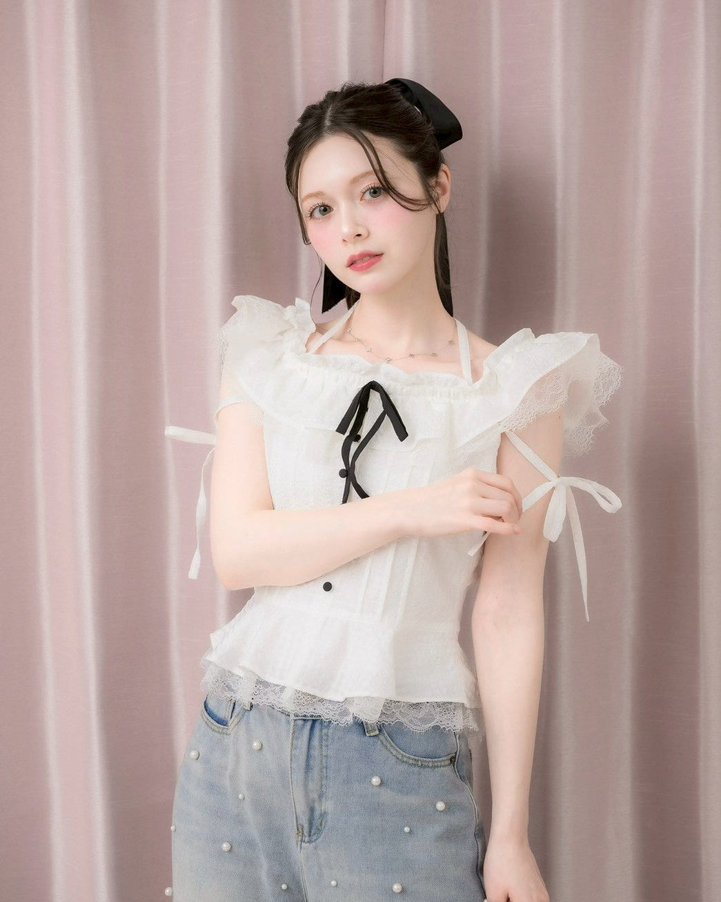 モデル身長:155cm / 着用カラー:ホワイト