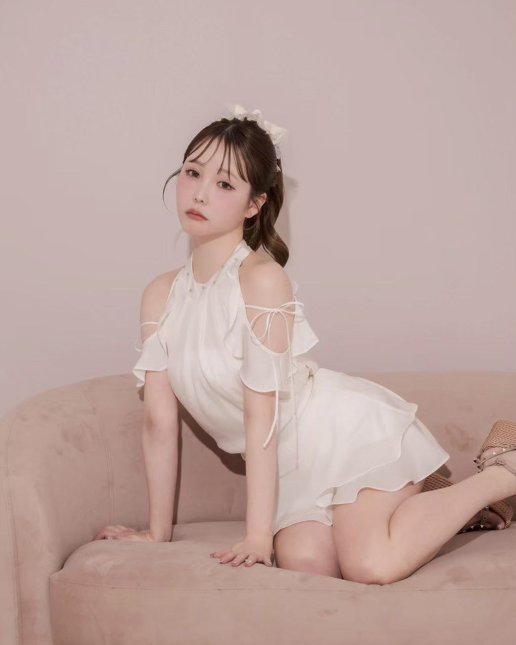モデル身長:166cm / 着用カラー:アイボリー