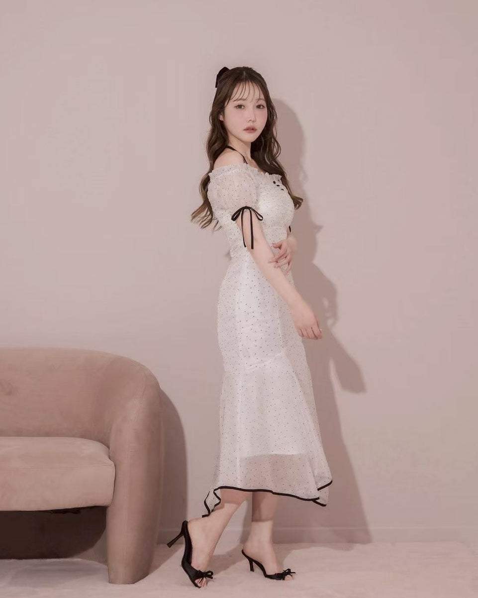 モデル身長:166cm / 着用カラー:ホワイトドット
