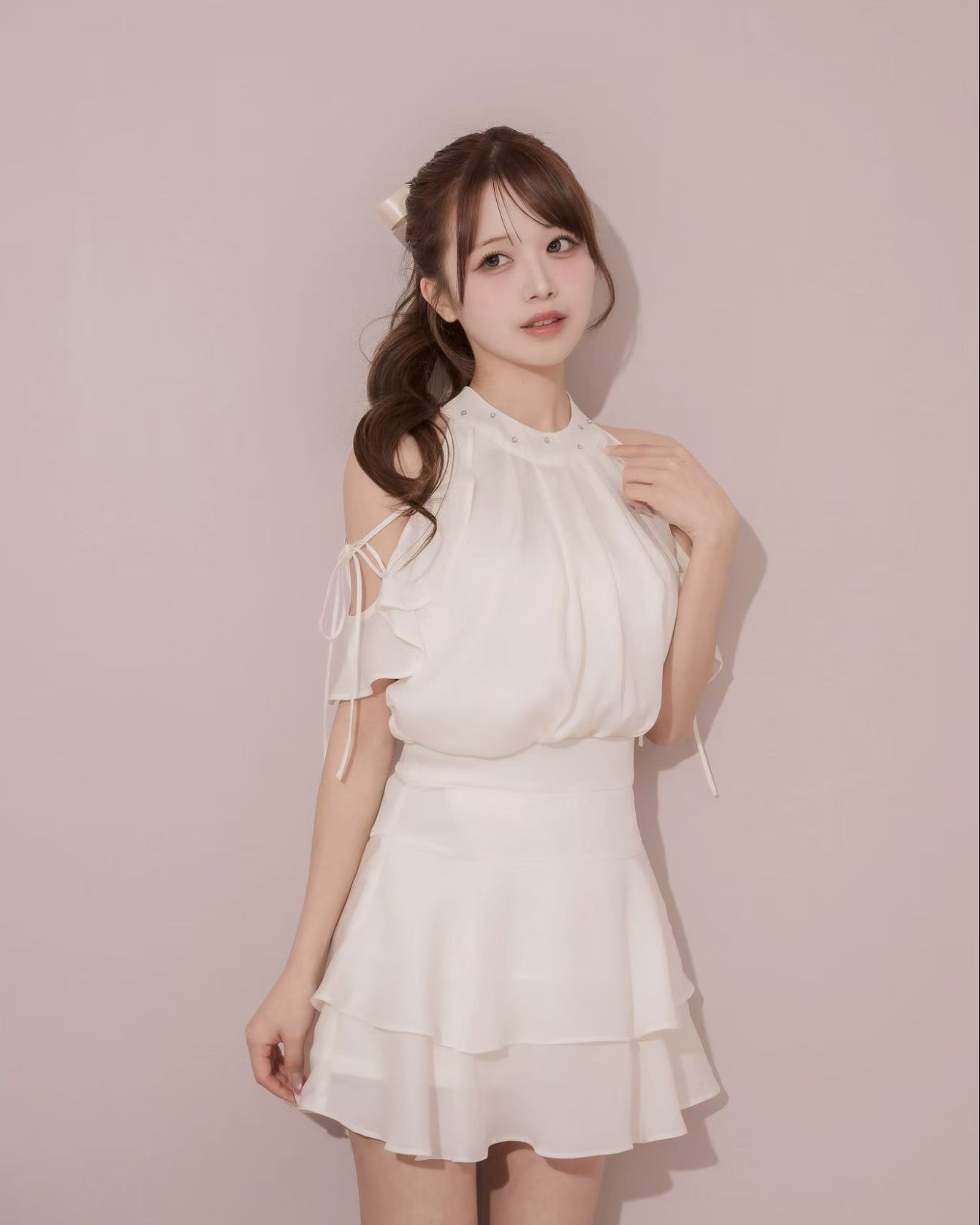 モデル身長:157cm / 着用カラー:アイボリー