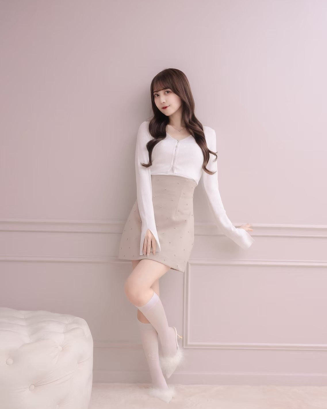 モデル身長:159cm / 着用カラー:ホワイト