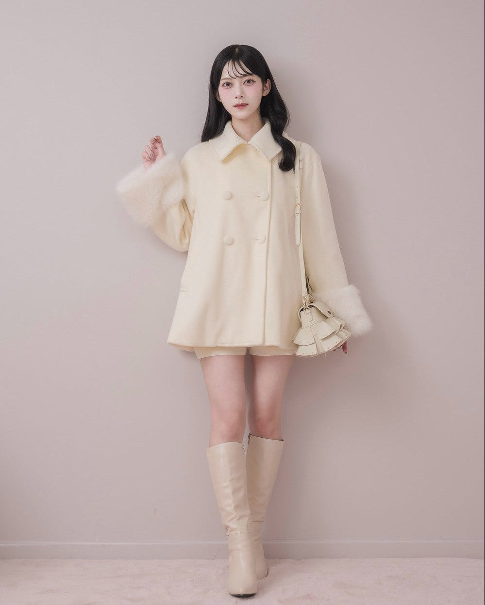 モデル身長:164cm / 着用カラー:アイボリー