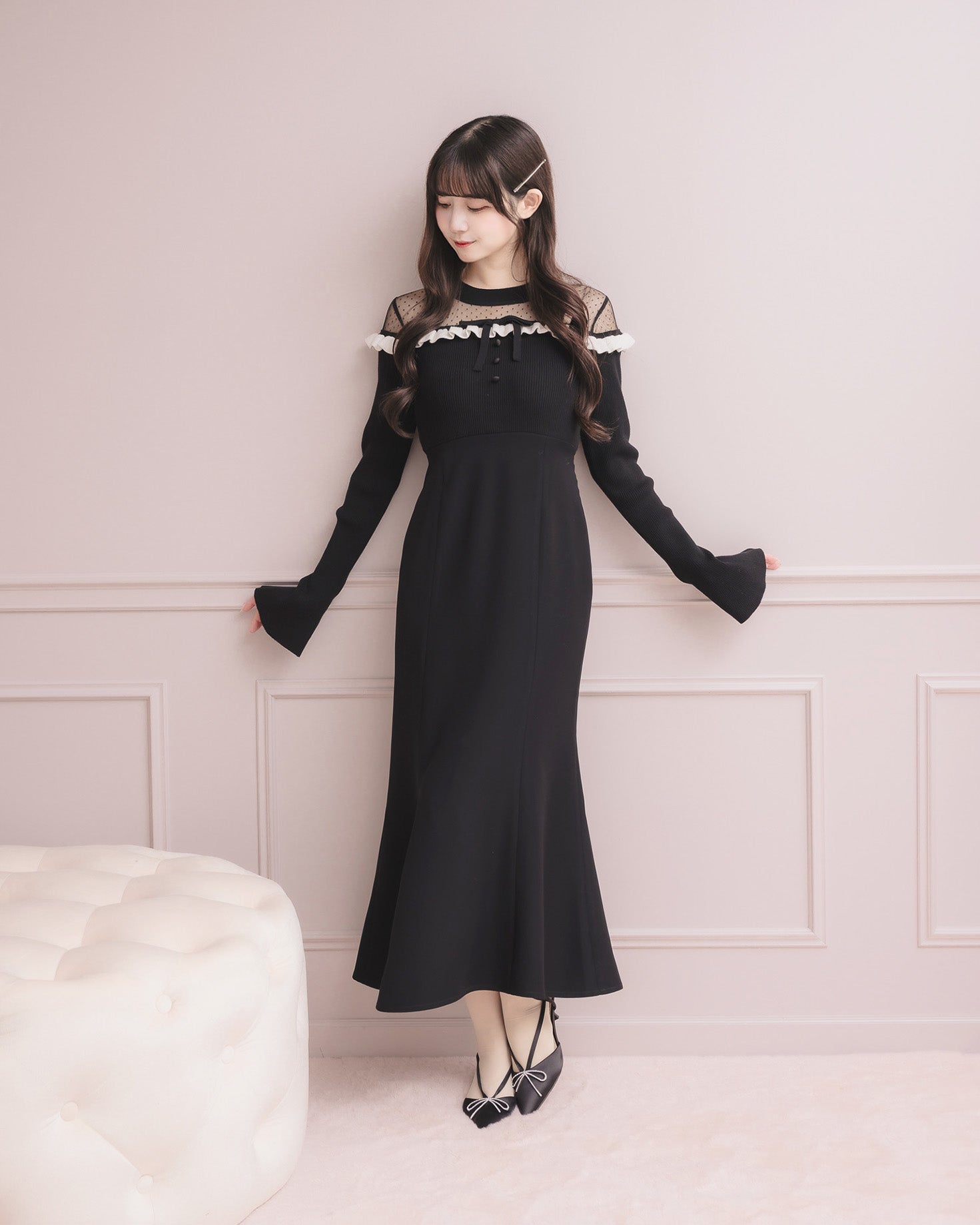 モデル身長：159cm / 着用カラー：ブラック×ブラック