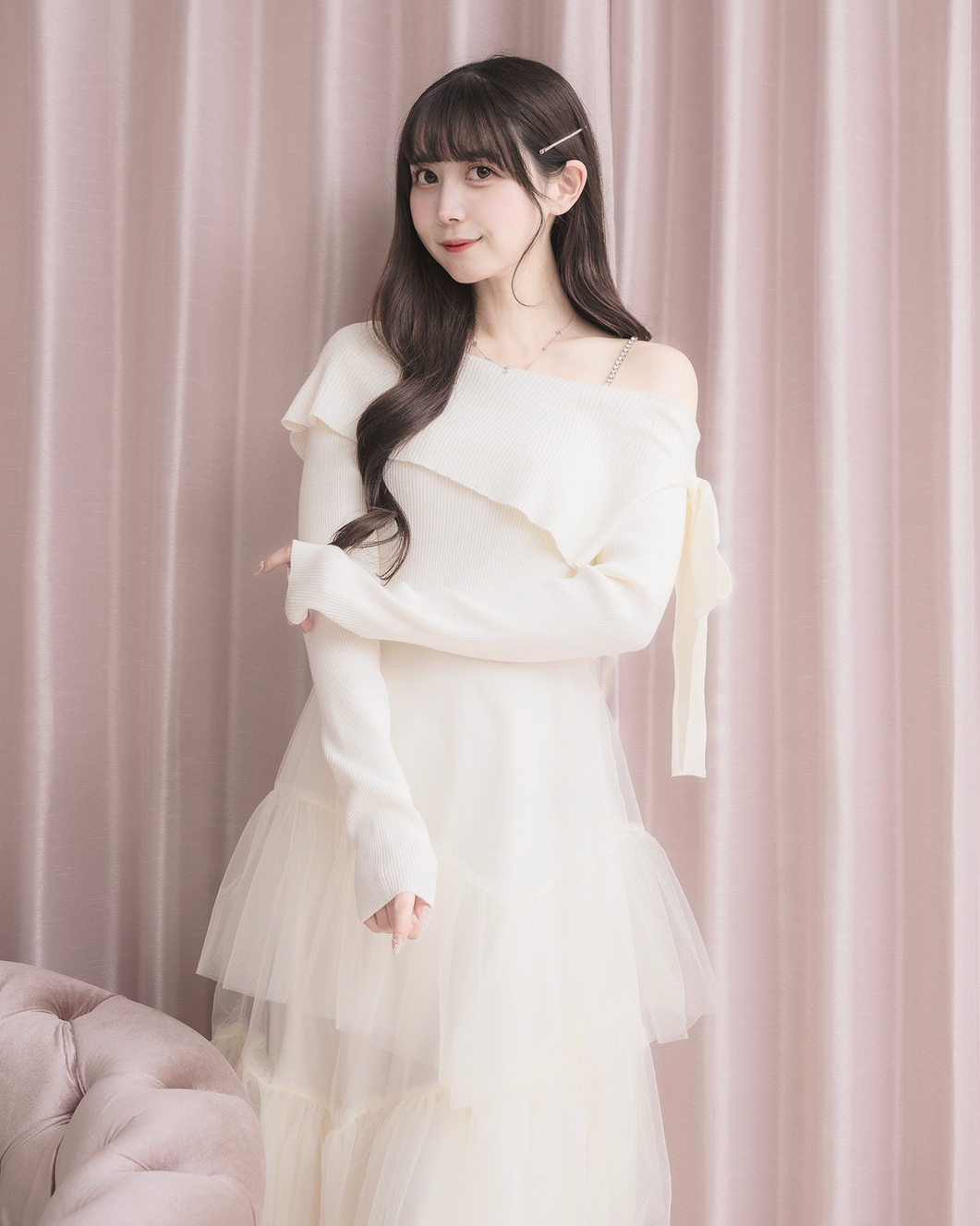 モデル身長：159cm / 着用カラー：ホワイト