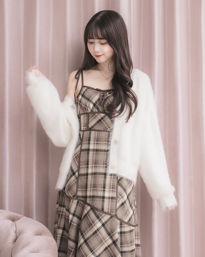 モデル身長：159cm / 着用カラー：ブラウンチェック