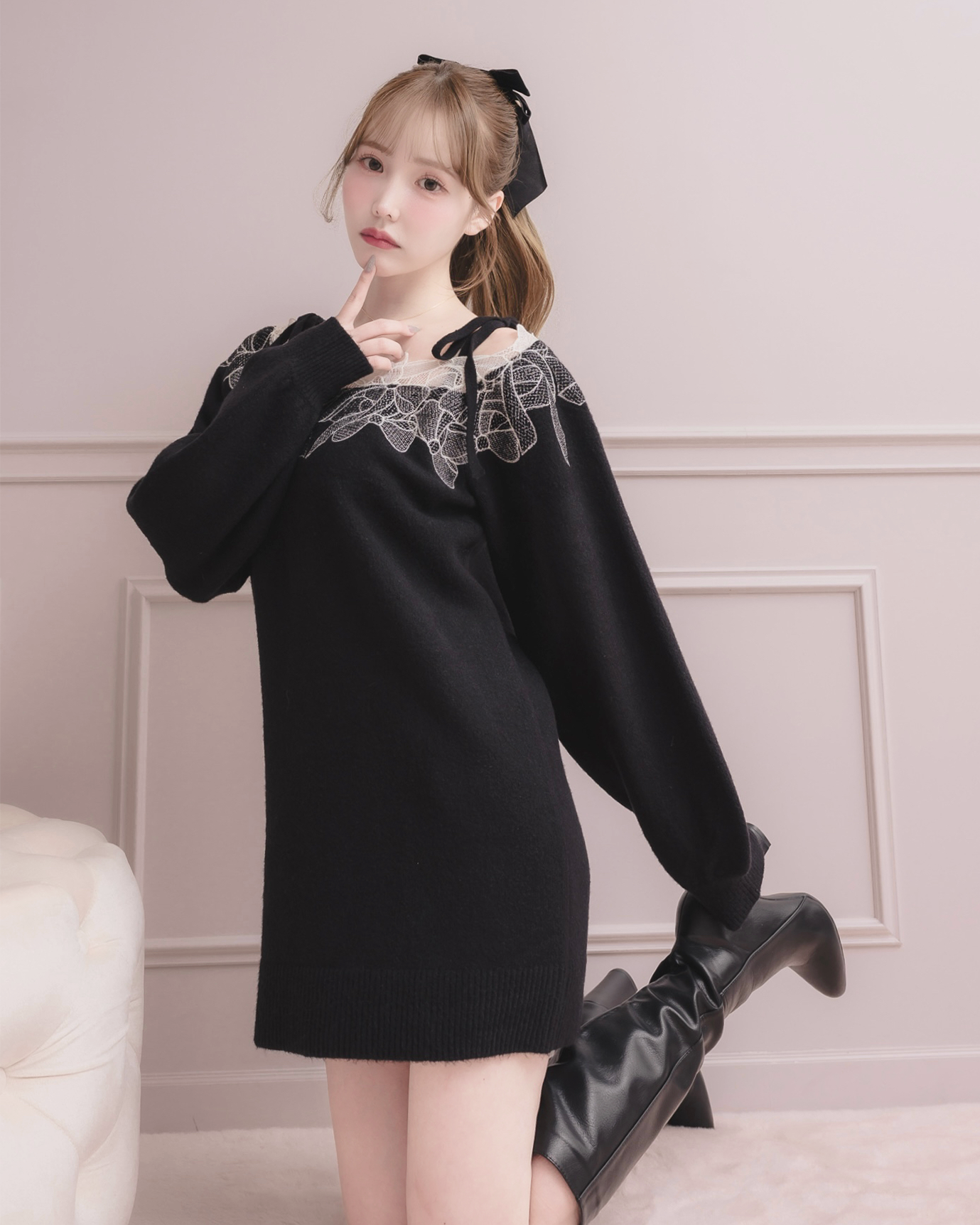 モデル身長：166cm / 着用カラー：ブラック