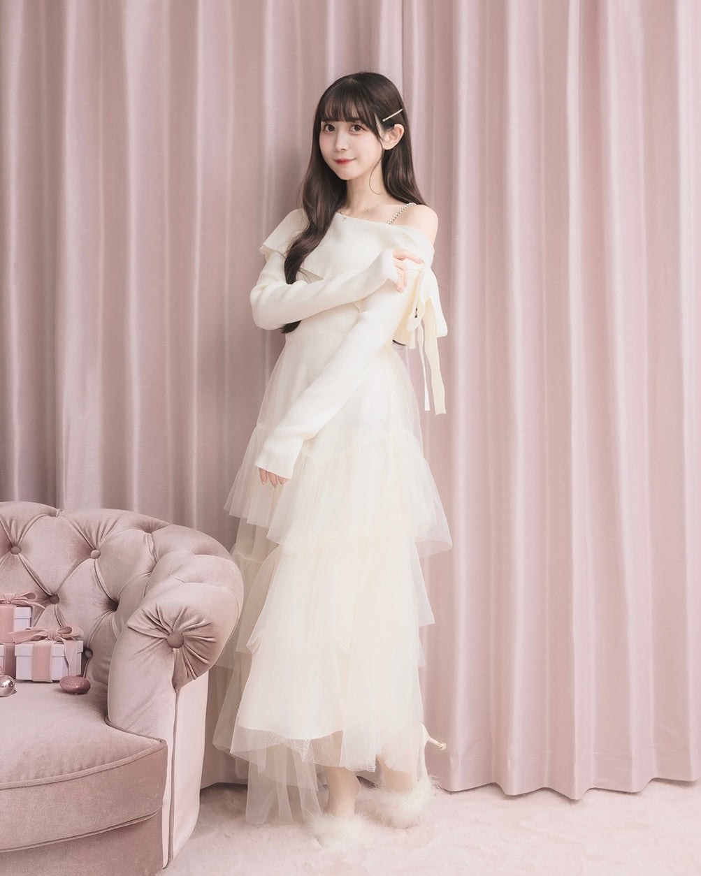 モデル身長：159cm / 着用カラー：ホワイト