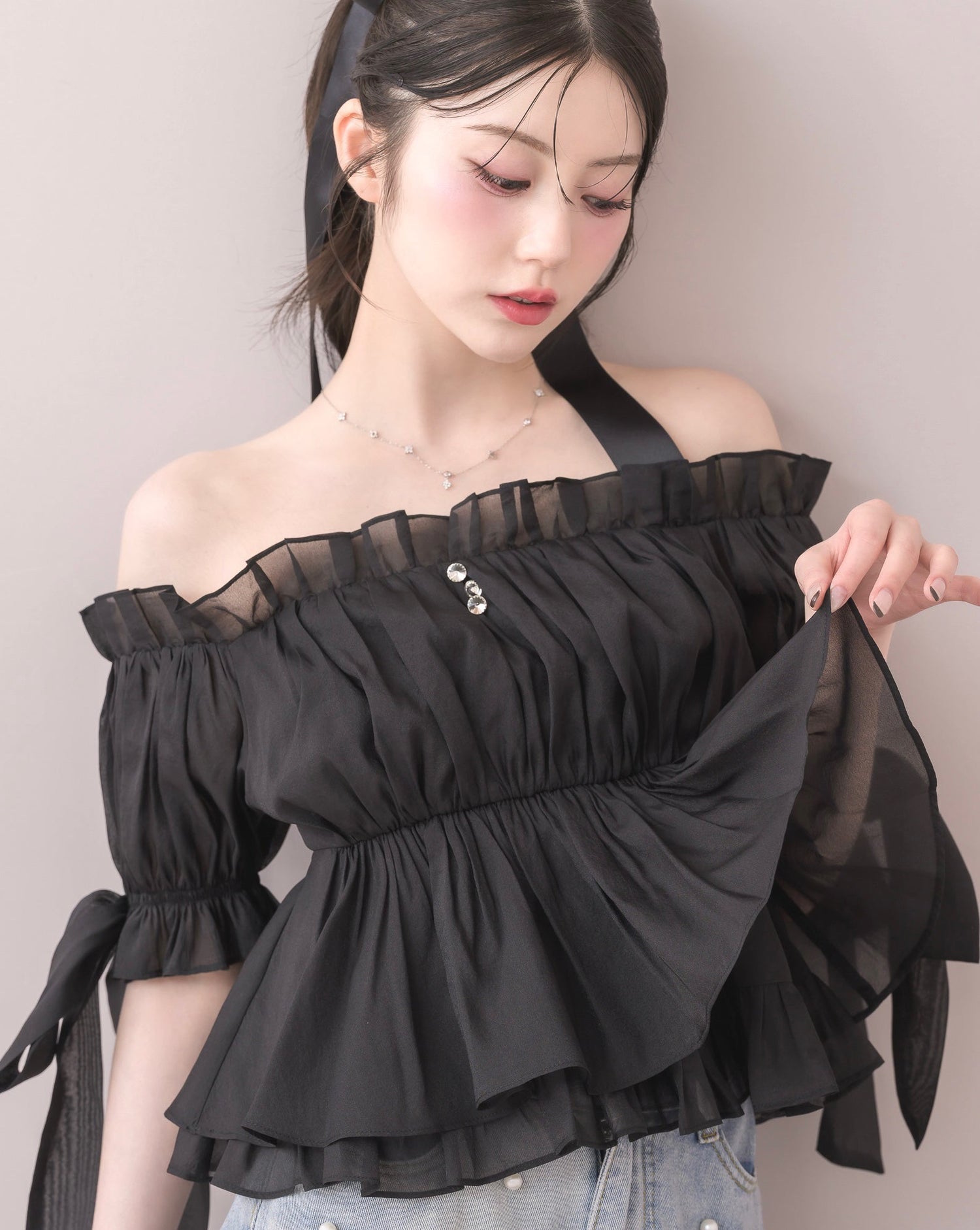 モデル身長：157cm / 着用カラー：ブラック