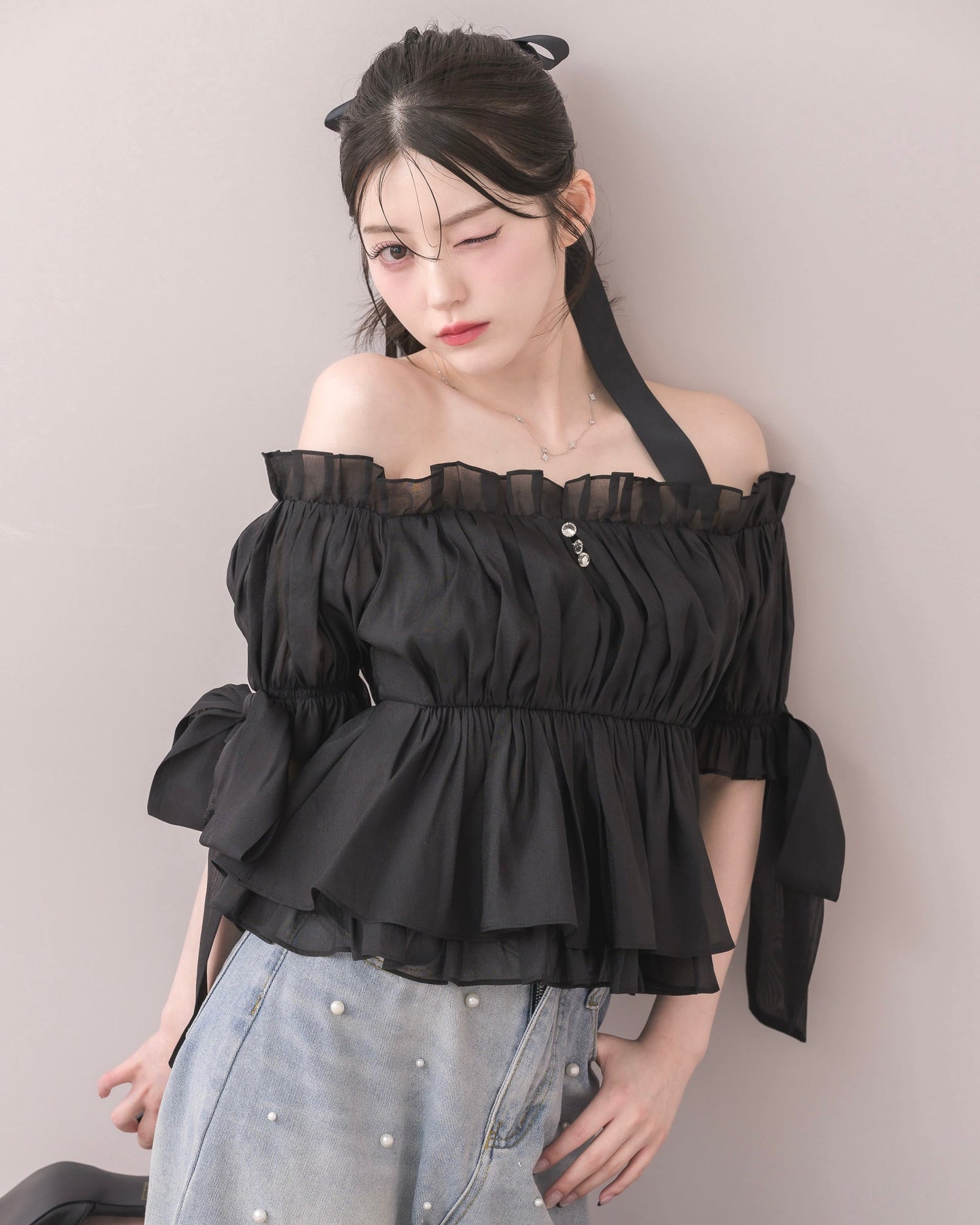 モデル身長：157cm / 着用カラー：ブラック
