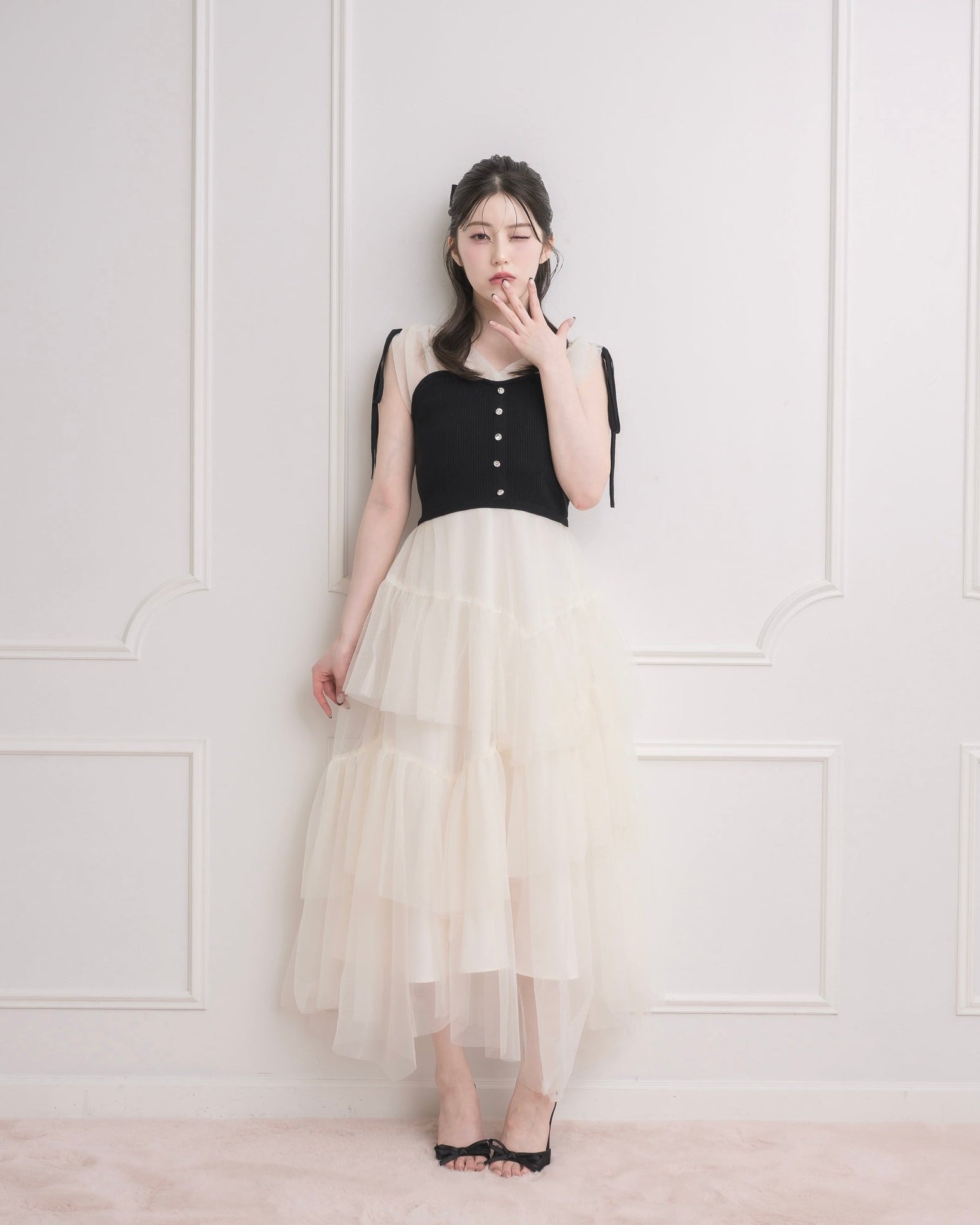 Sheer Tiered Bustier Dress – DOLCELICHE（ドルチェリーチェ）