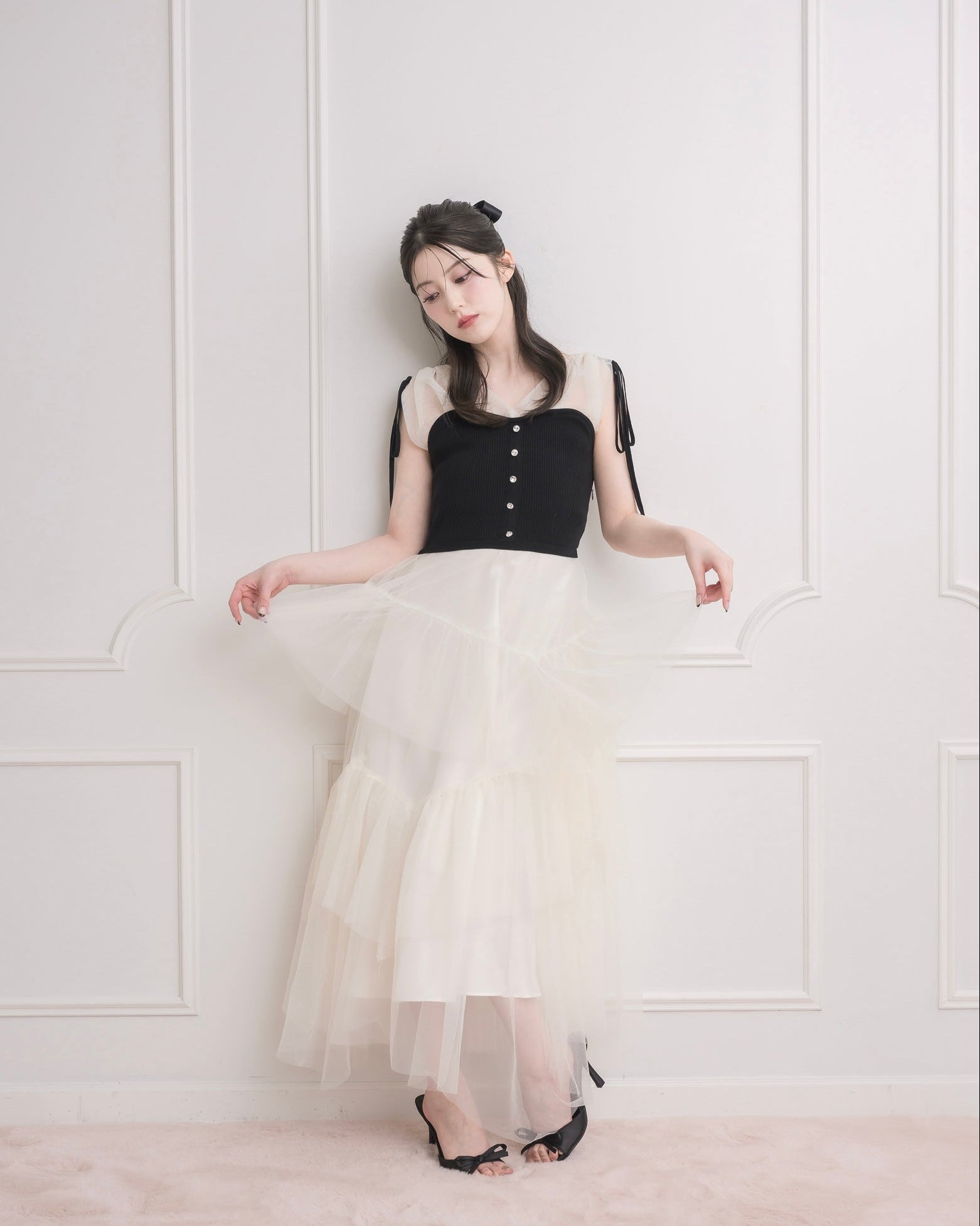 Sheer Tiered Bustier Dress – DOLCELICHE（ドルチェリーチェ）