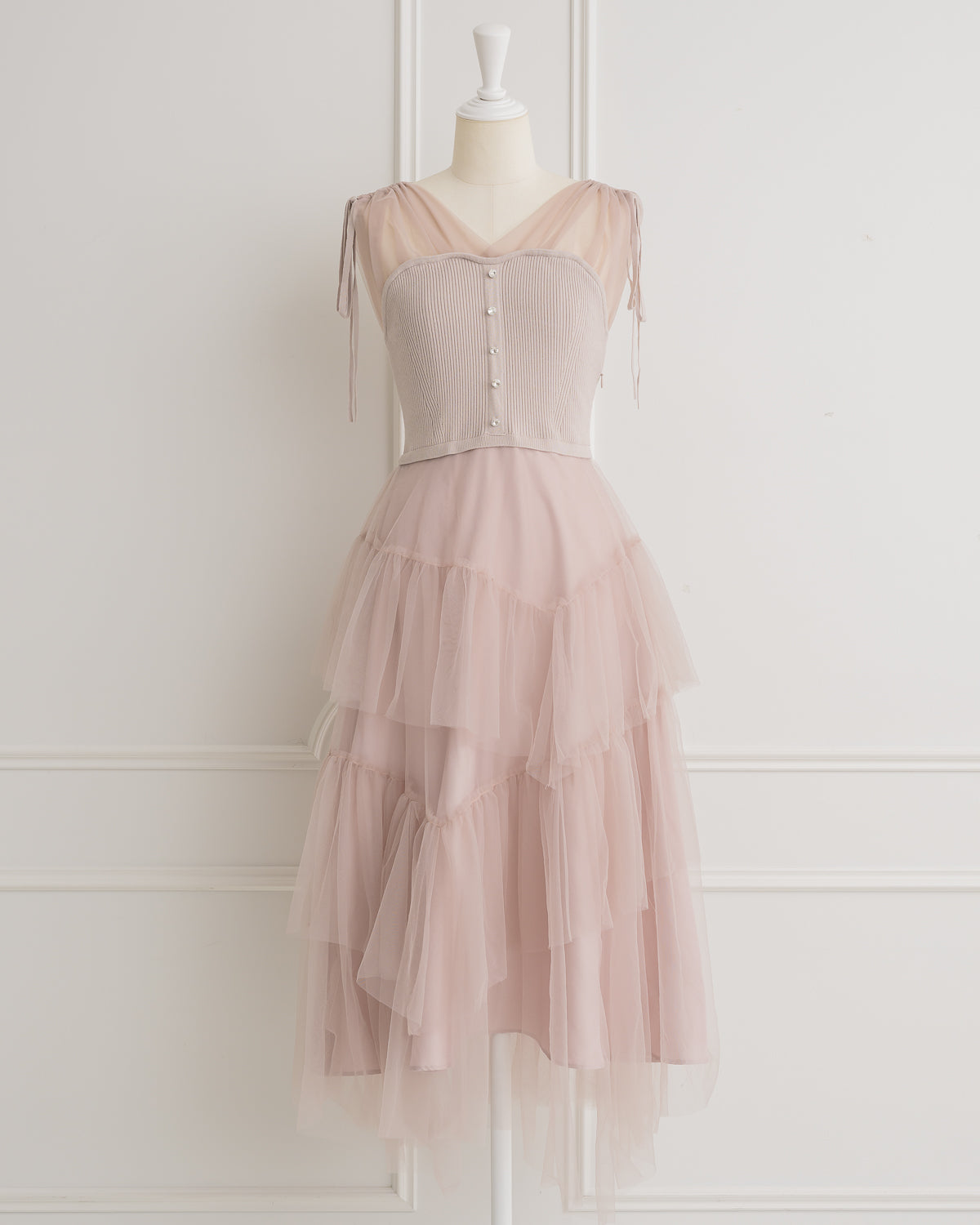 Sheer Tiered Bustier Dress – DOLCELICHE（ドルチェリーチェ）