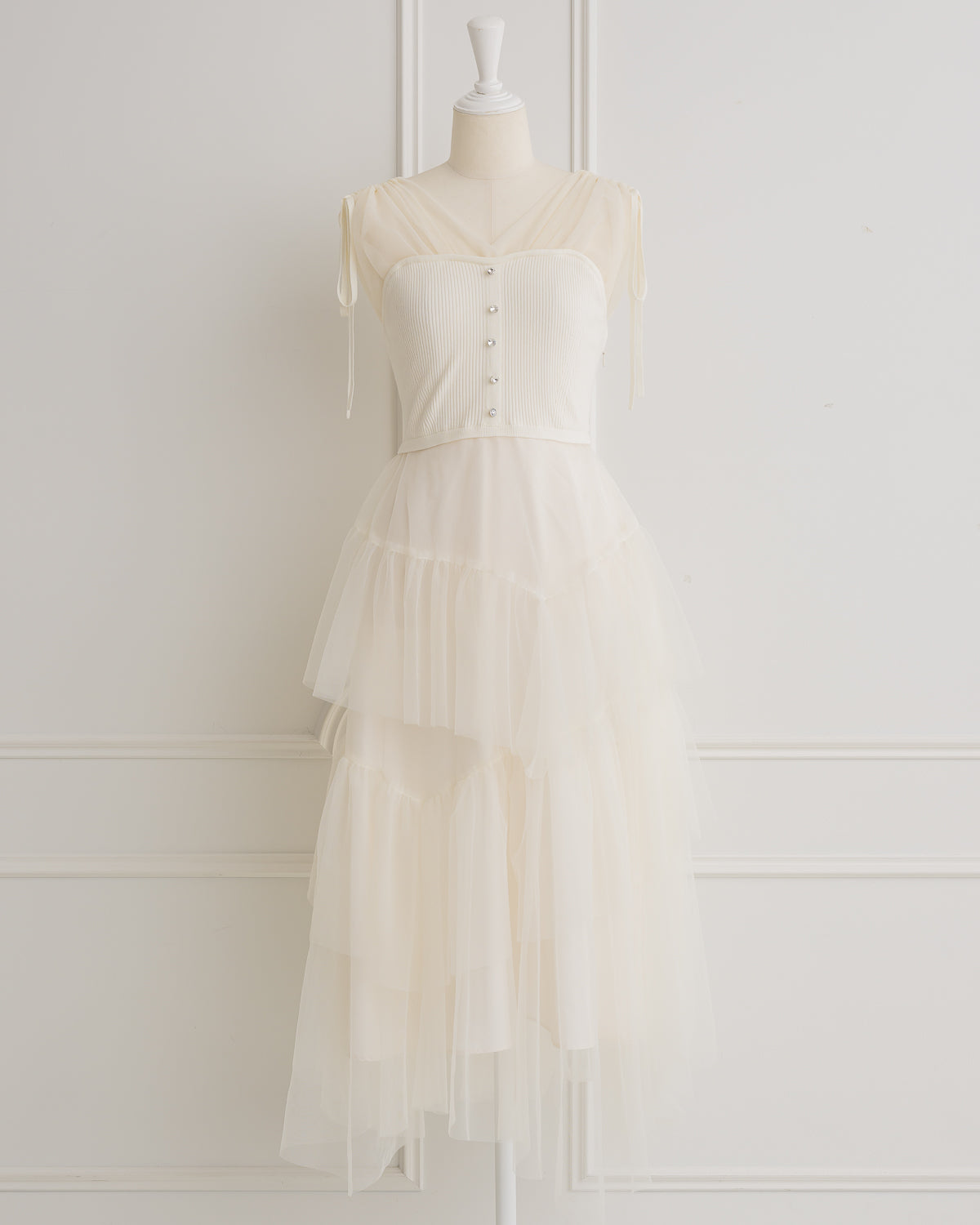 ワンピース Sheer Tiered Bustier Dress Sheer Tiered Bustier Dress – DOLCELICHE（ドルチェリーチェ）