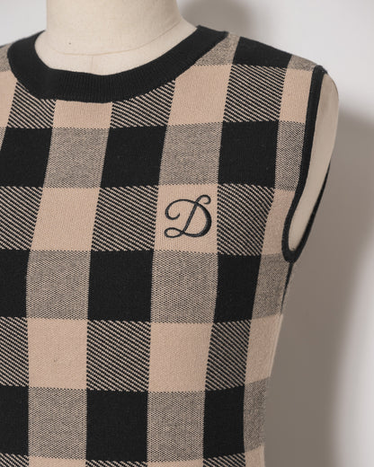 Fur Check Mini Knit Dress