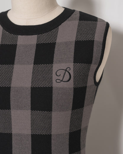 Fur Check Mini Knit Dress