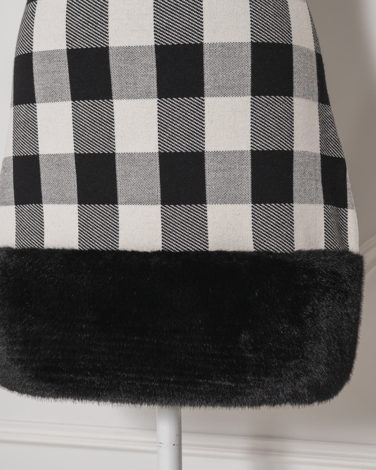 Fur Check Mini Knit Dress