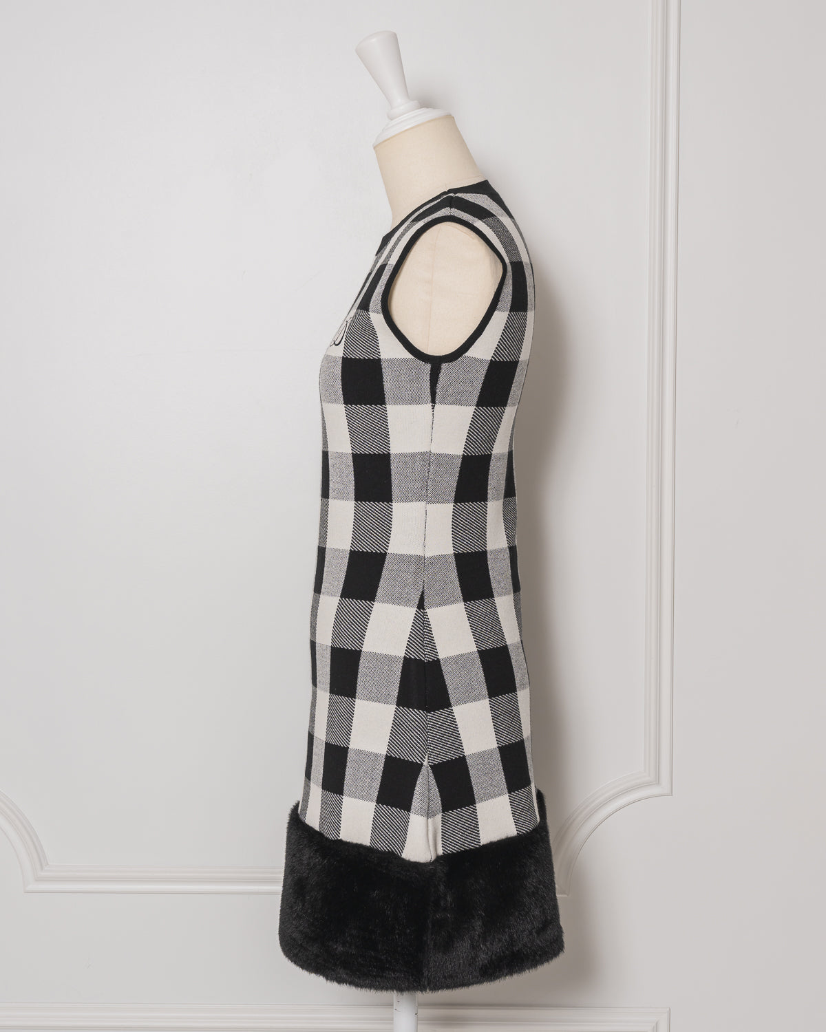 Fur Check Mini Knit Dress