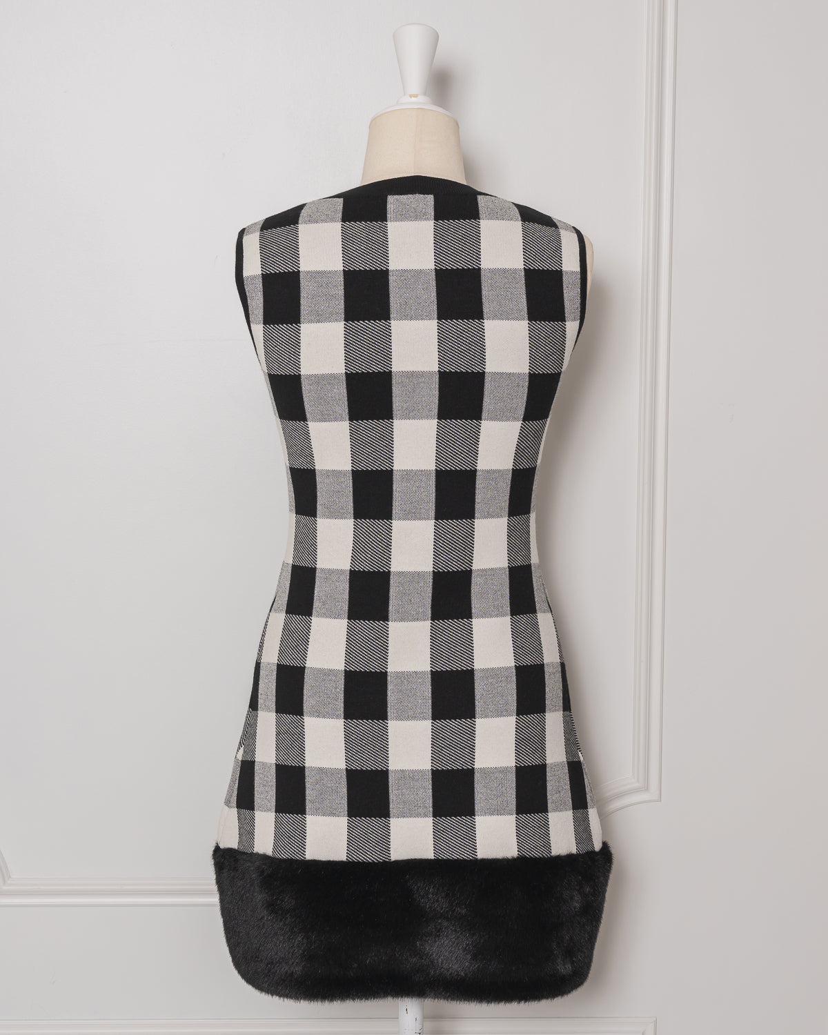 Fur Check Mini Knit Dress