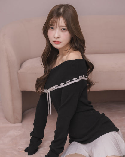 モデル身長：160cm / 着用カラー：ブラック×ブラック