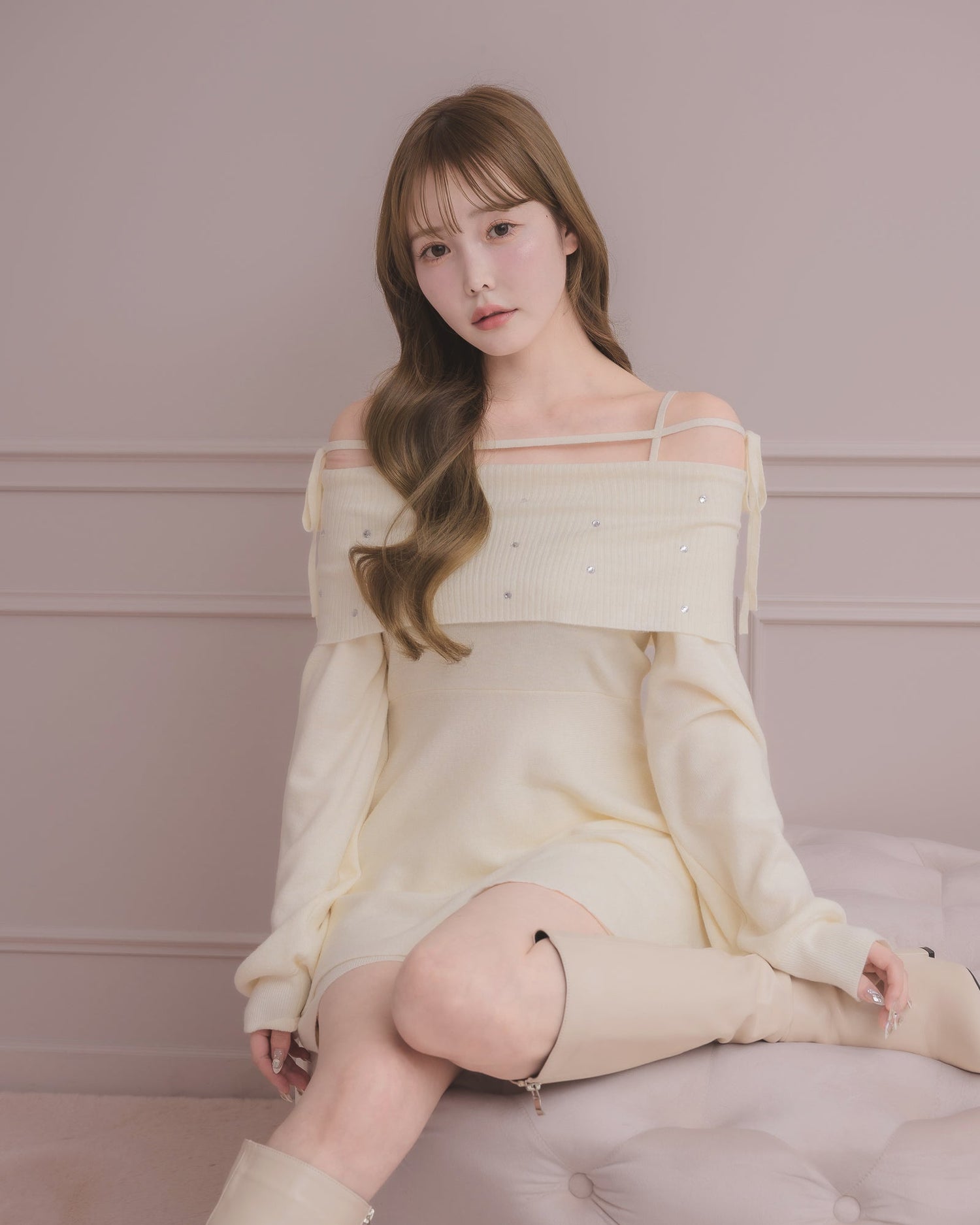 モデル身長：166cm / 着用カラー：ホワイト