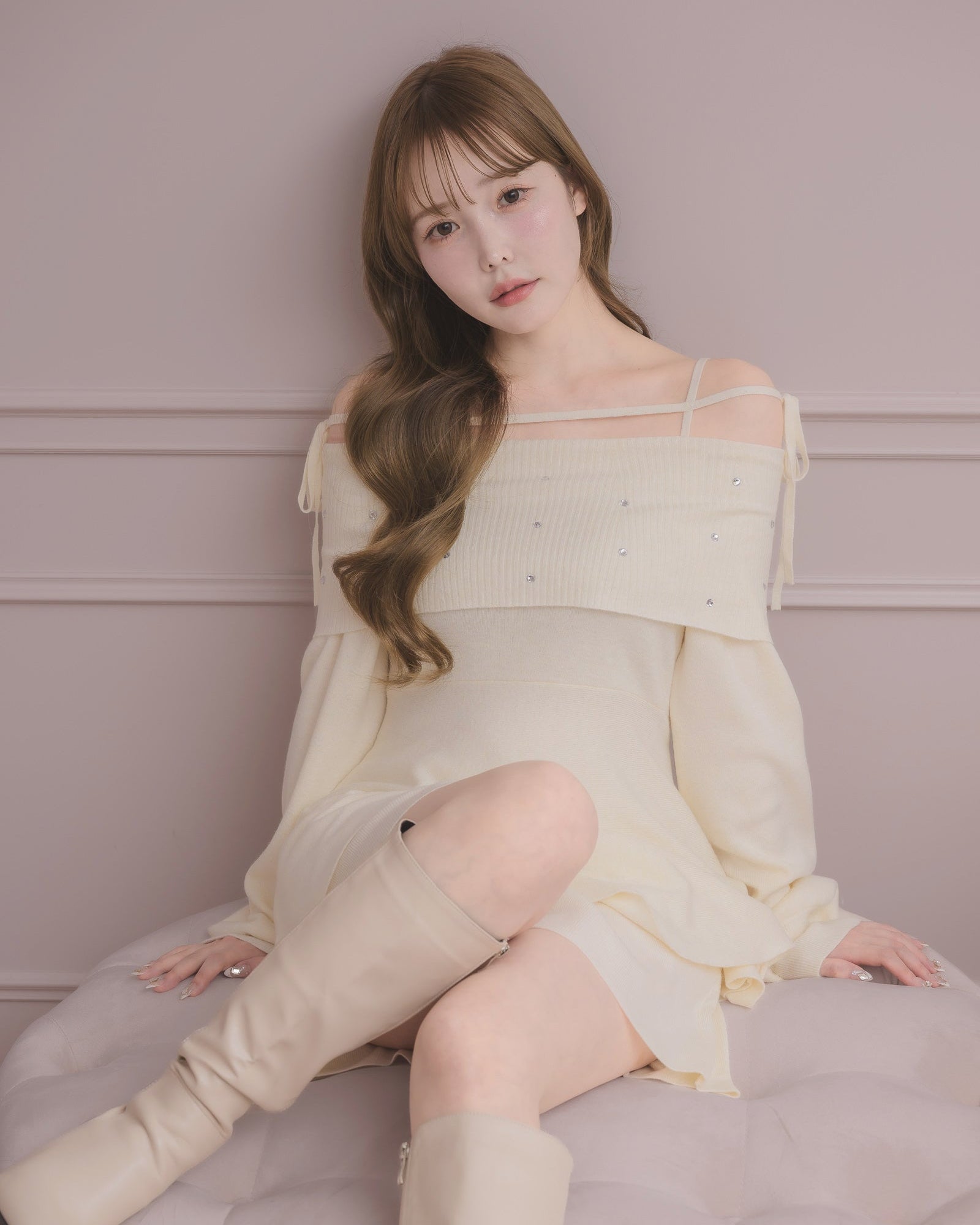 モデル身長：166cm / 着用カラー：ホワイト