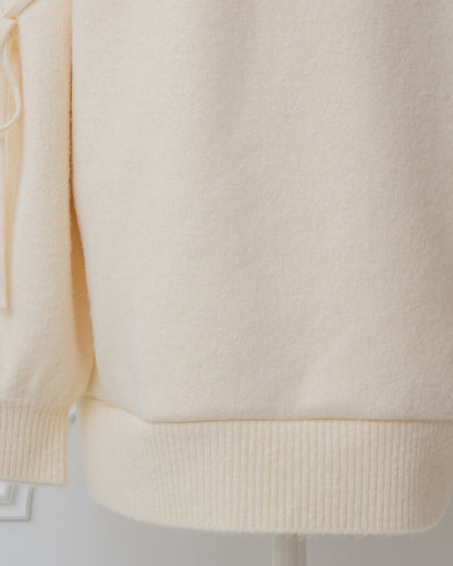 Off-shoulder ruffled mini knit dress